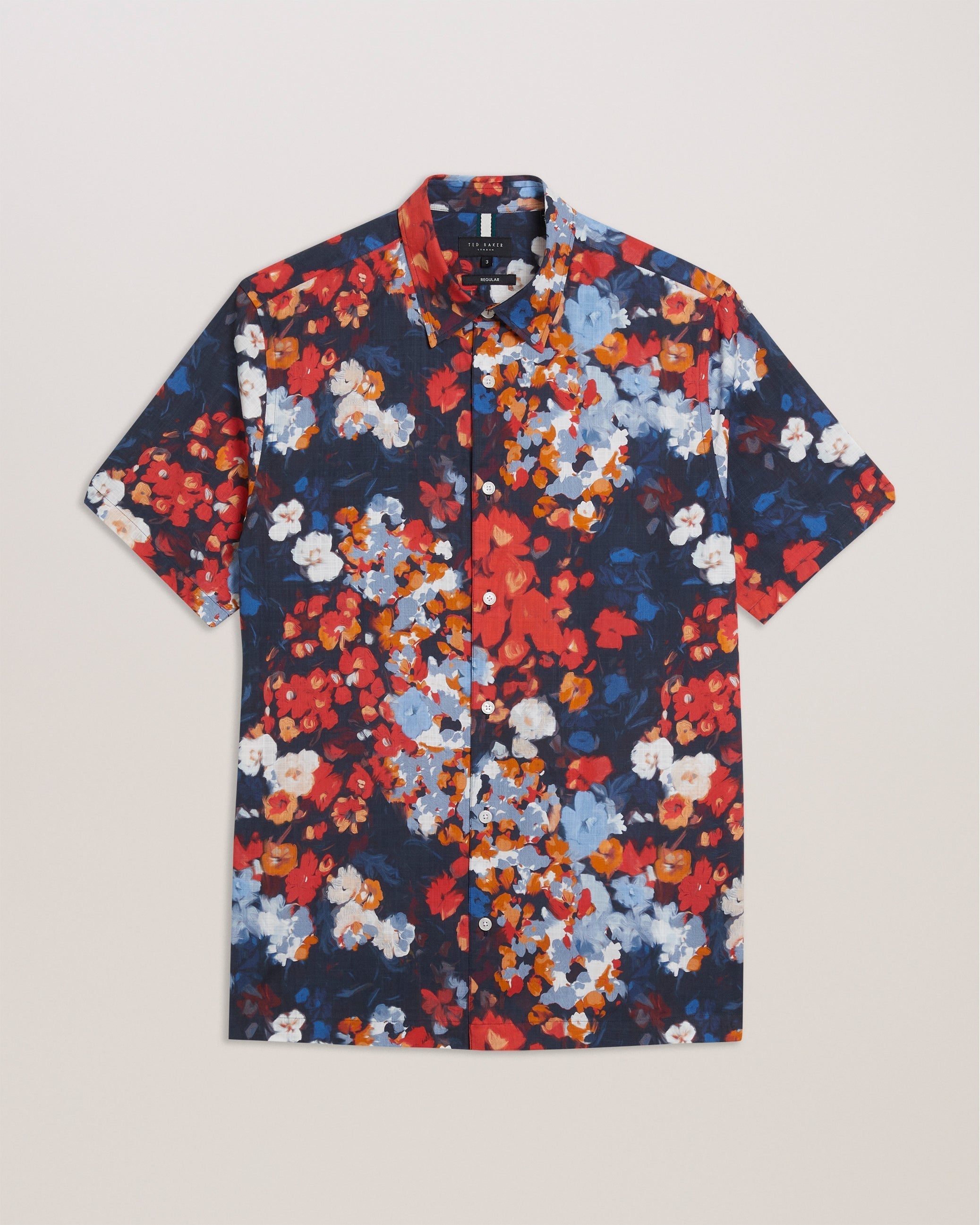 Pierres Ss Regular Camo Floral Shirt Dk-Blue