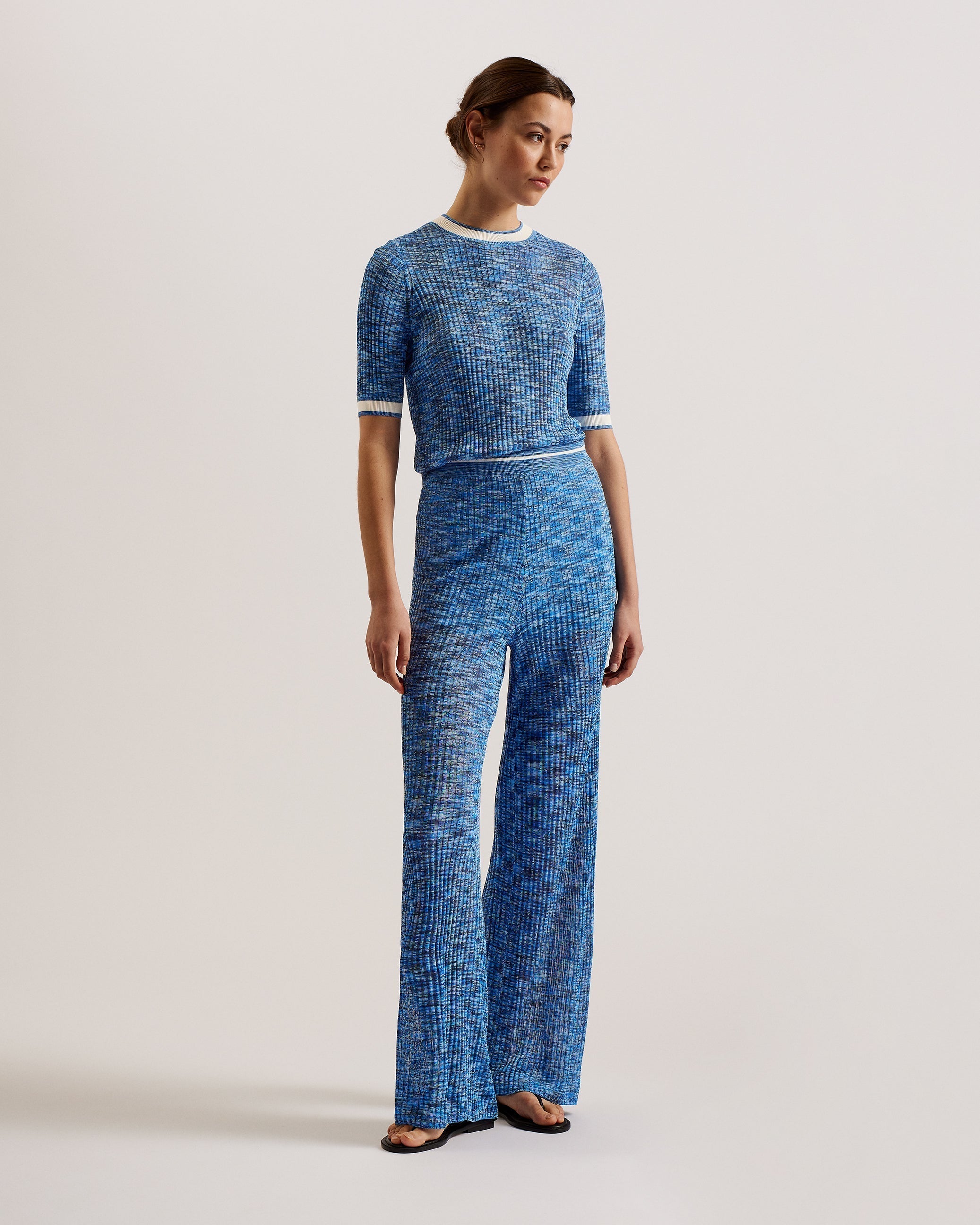 Dayleyy Space Dye Short Sleeve Top Blue