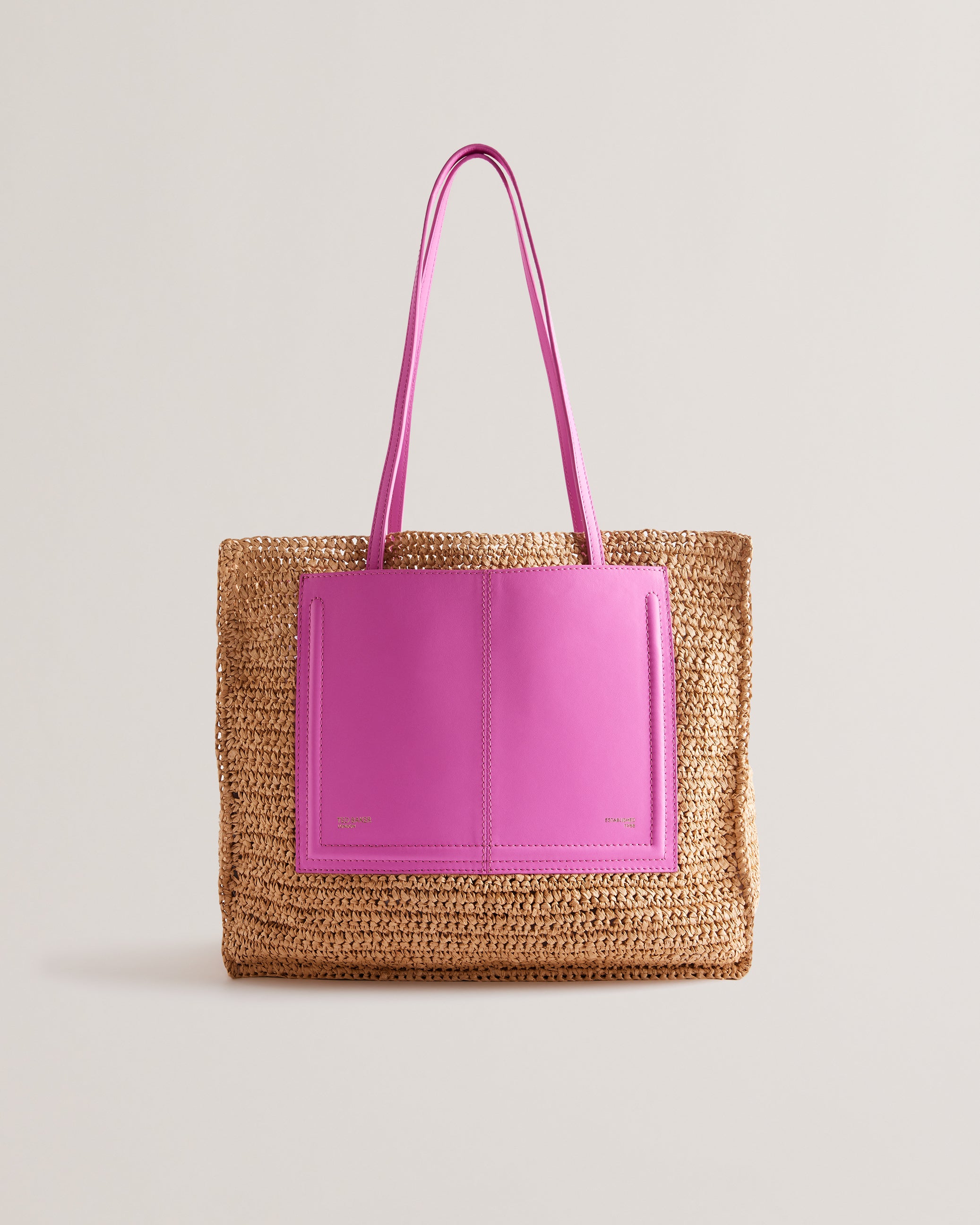 Ashvi Raffia Large Tote Bag Brt-Pink