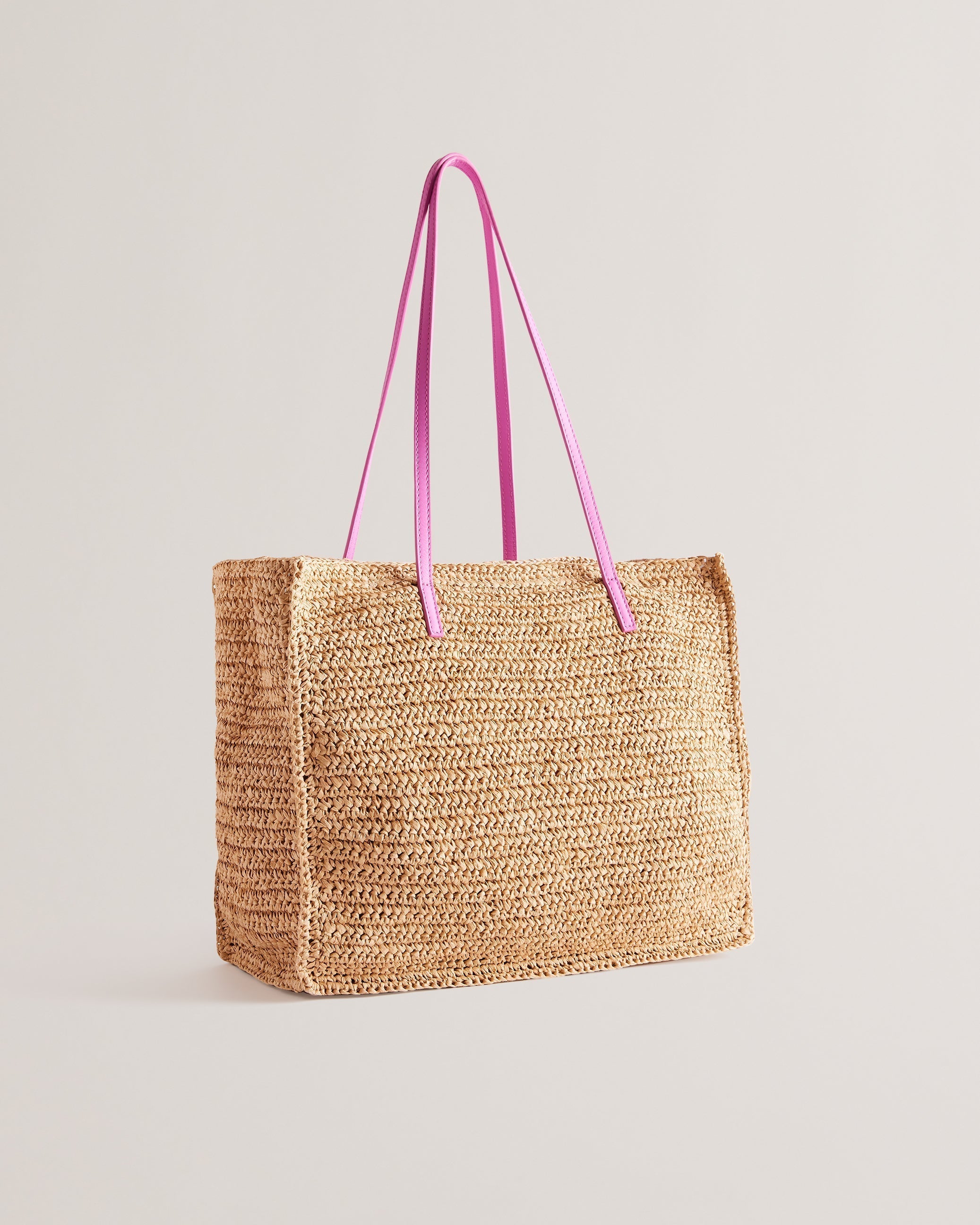 Ashvi Raffia Large Tote Bag Brt-Pink
