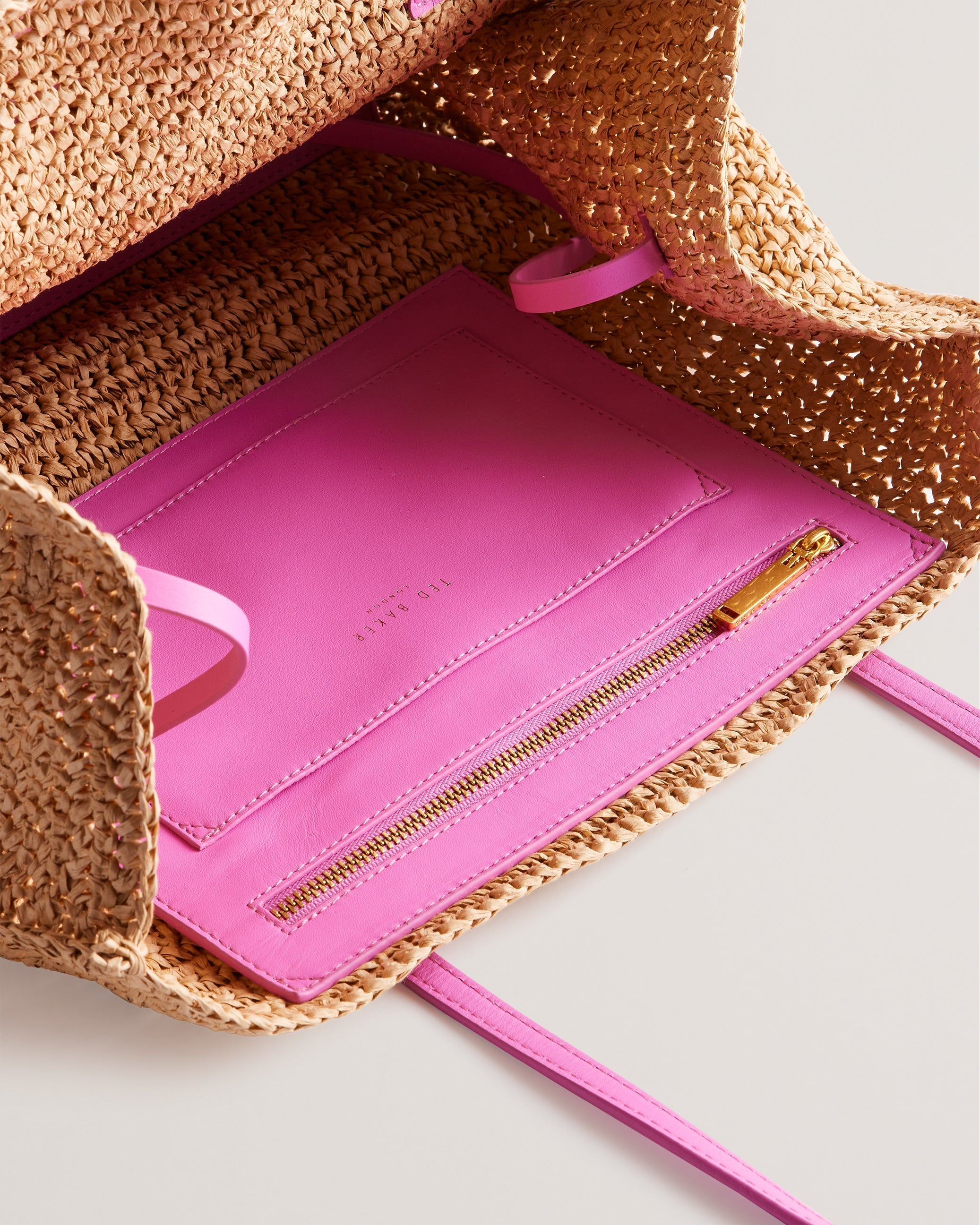 Ashvi Raffia Large Tote Bag Brt-Pink