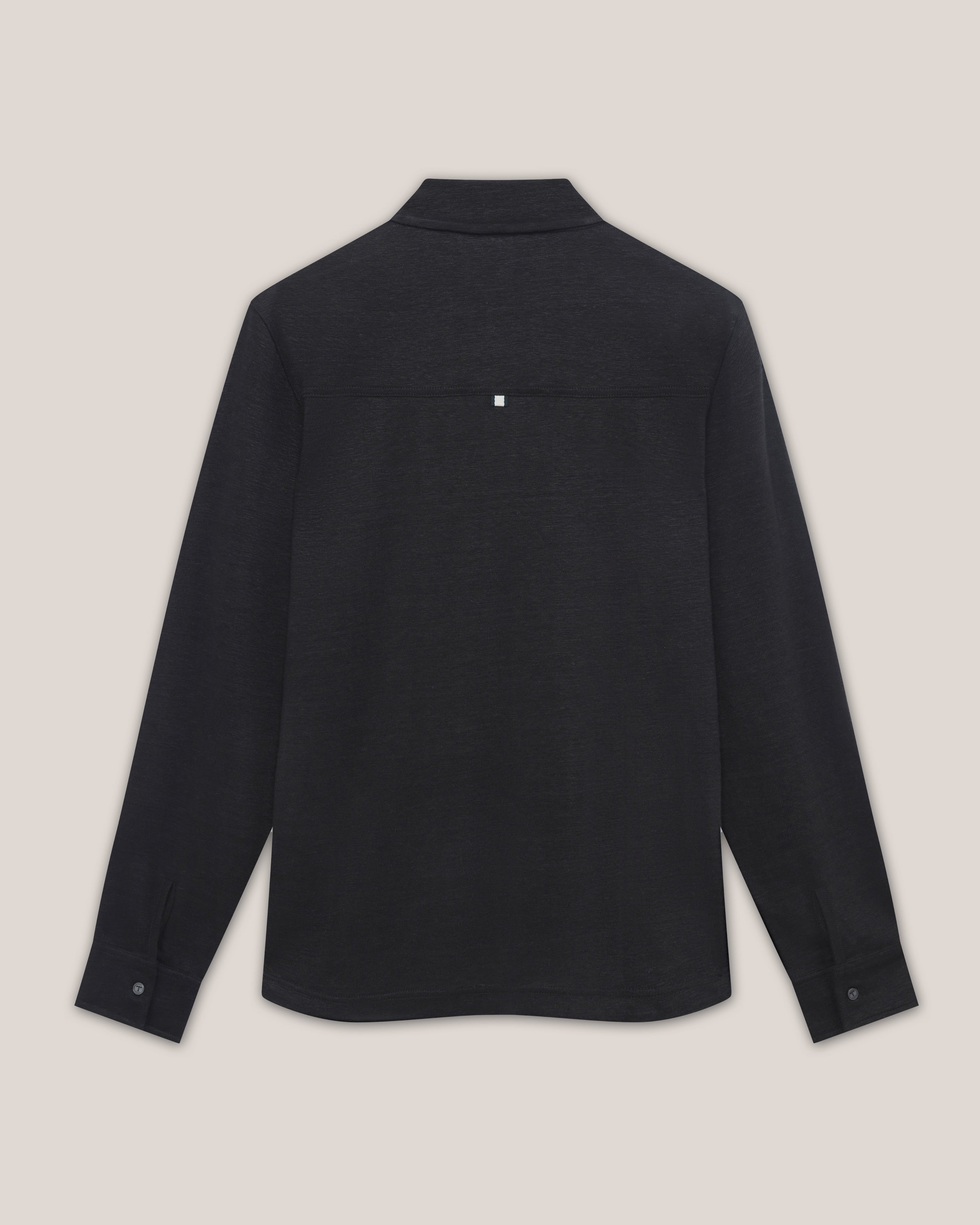 Panly Ls Regular Linen Button Through Black