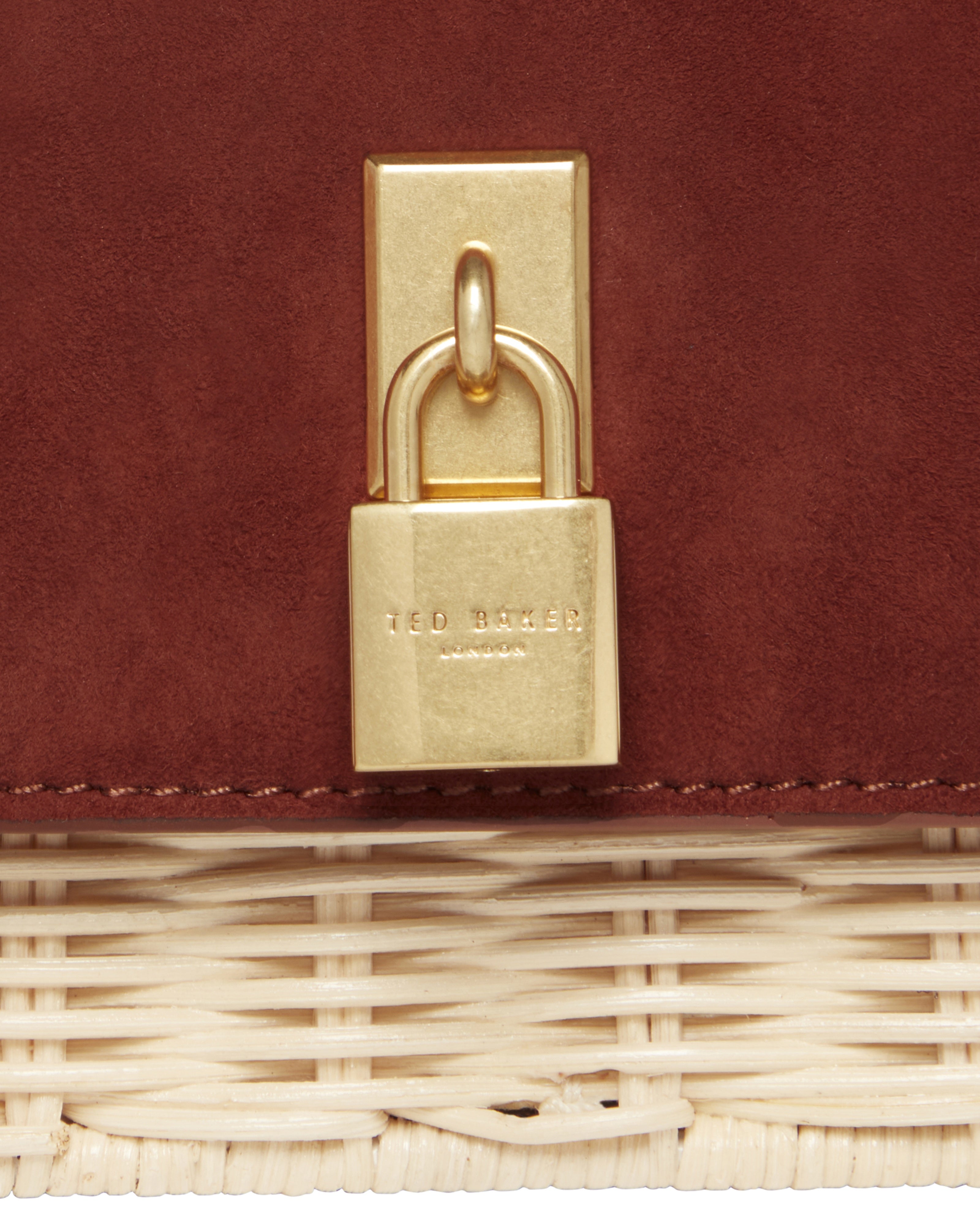 Reegent Padlock Detail Rattan Xbody Bag Brown