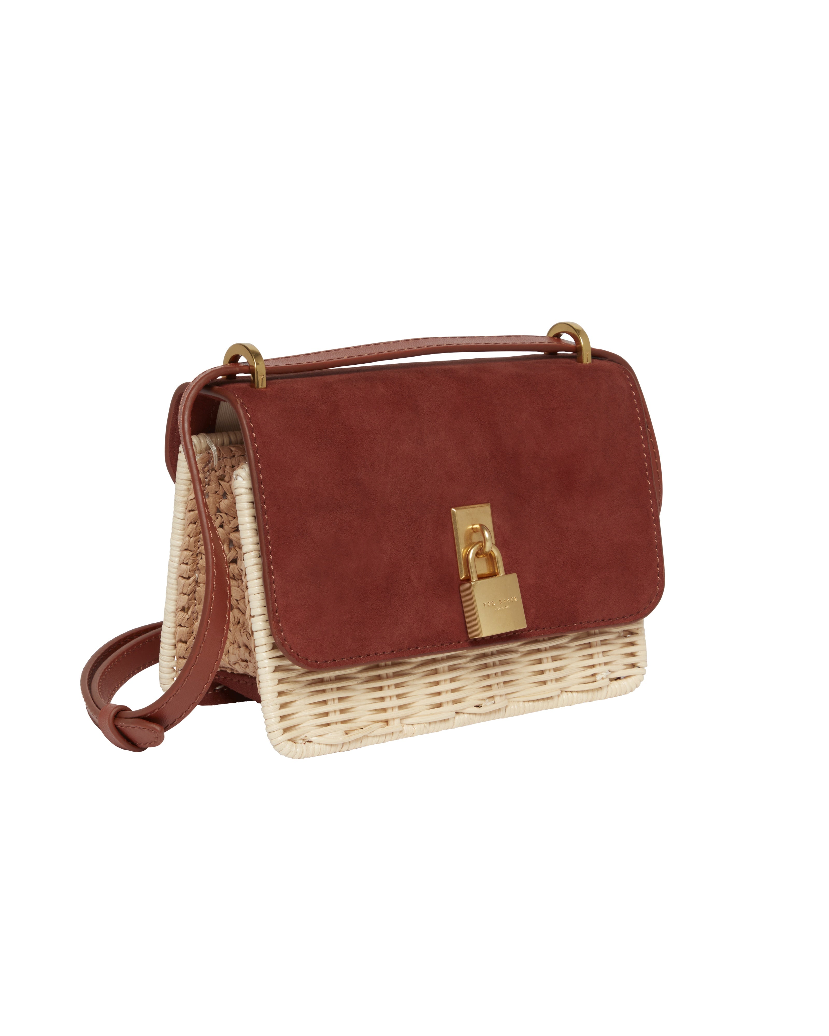 Reegent Padlock Detail Rattan Xbody Bag Brown