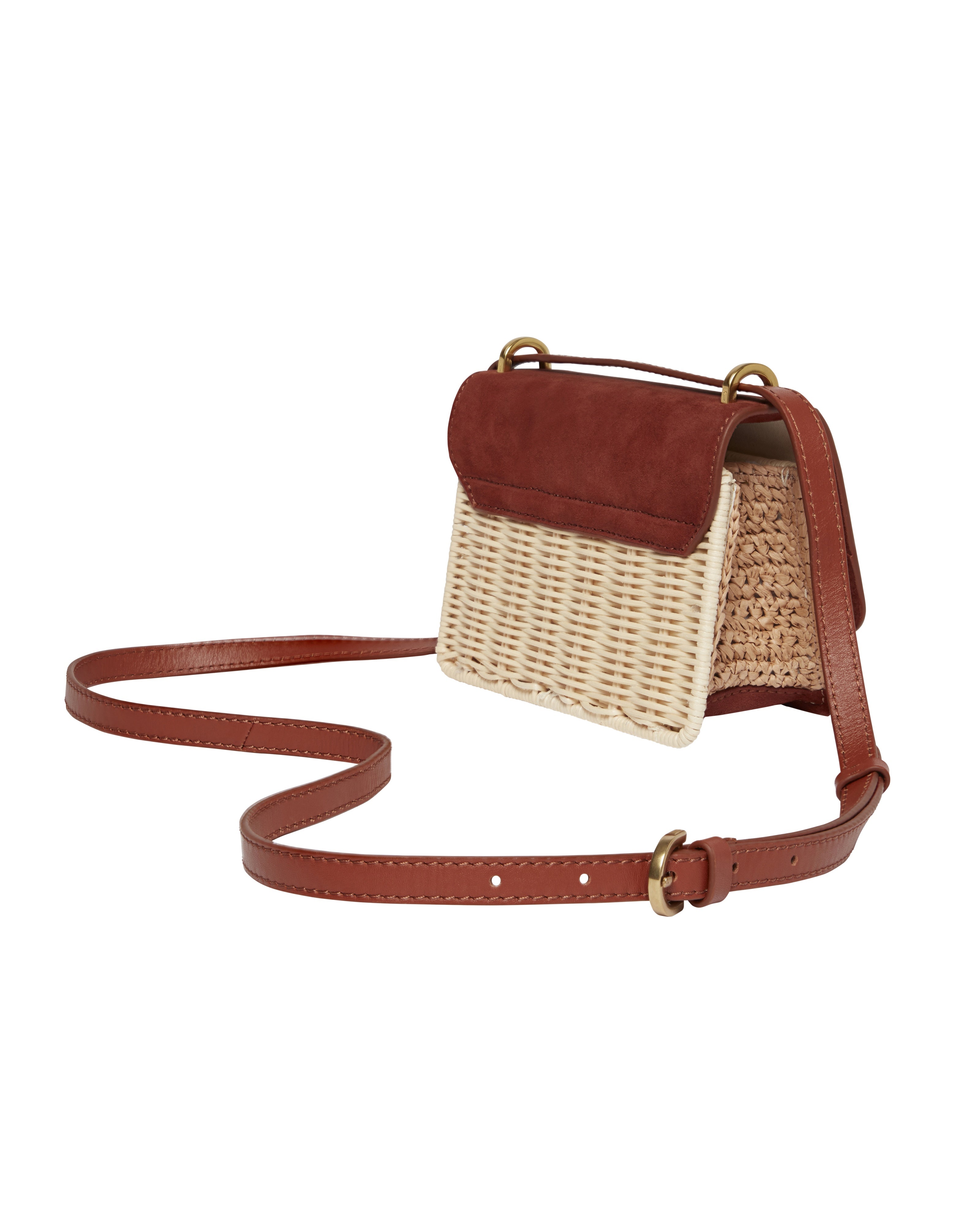 Reegent Padlock Detail Rattan Xbody Bag Brown