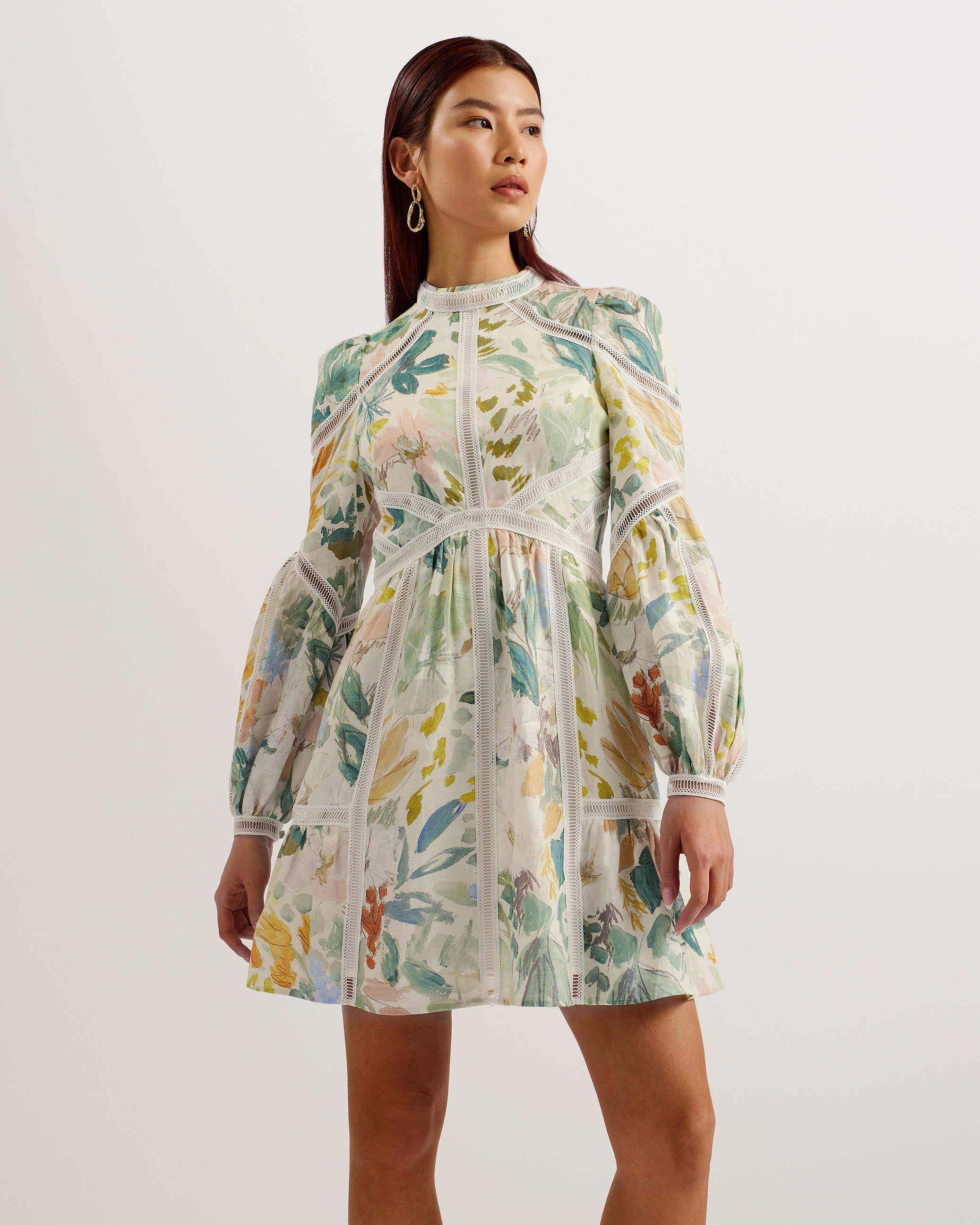 Shop Tealan Linen Mini Dress Ivory for Women Online | Ted Baker Kuwait Shop Tealan Linen Mini Dress Ivory for Women Online | Ted Baker Kuwait