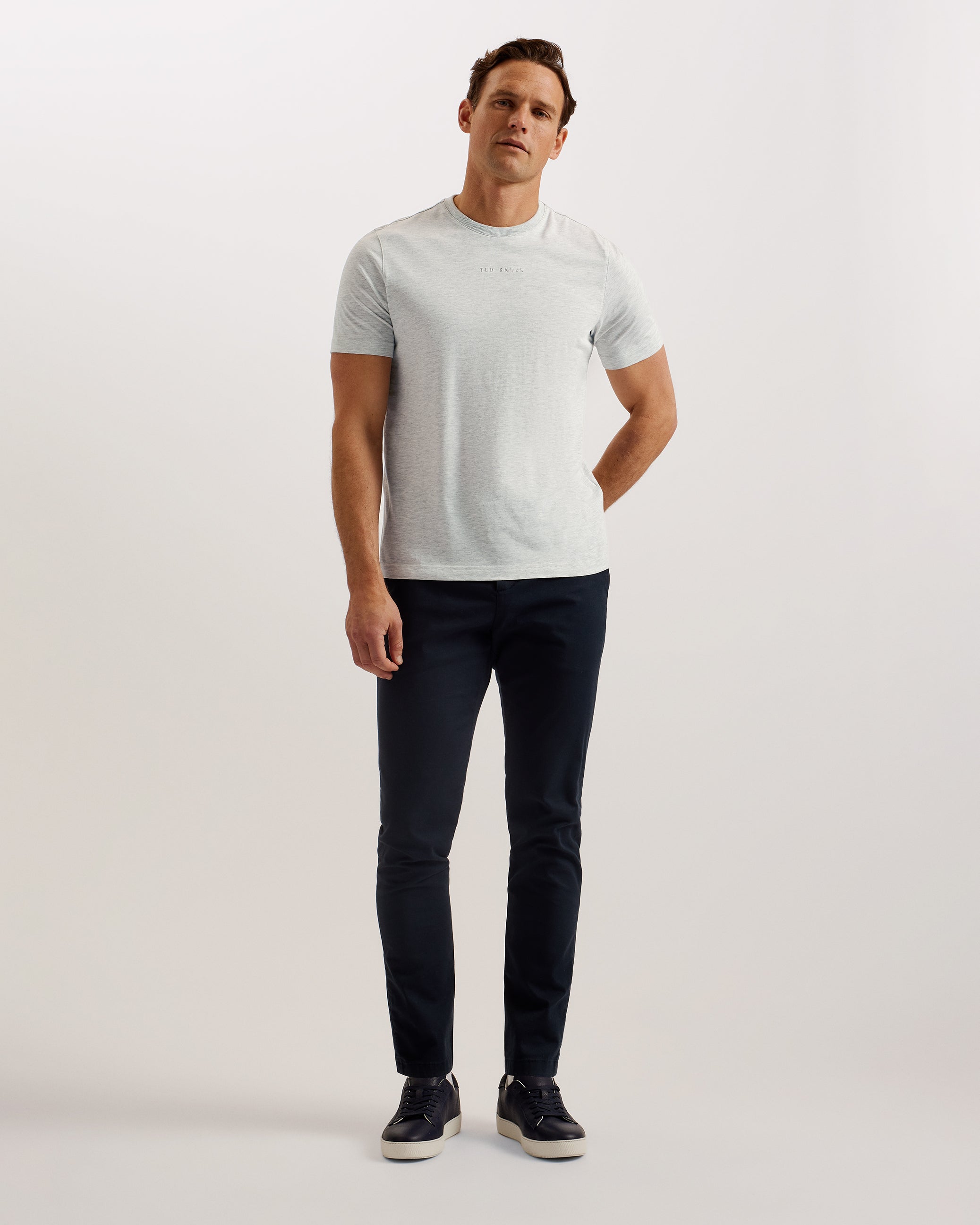 Wiskin Ss Regular Branded T-Shirt Grey-Marl