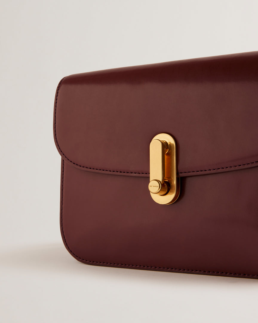 Kkayli Polished Leather Satchel Bag Dp-Purple