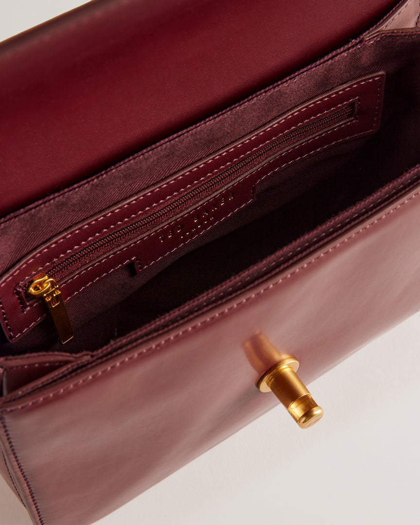 Kkayli Polished Leather Satchel Bag Dp-Purple
