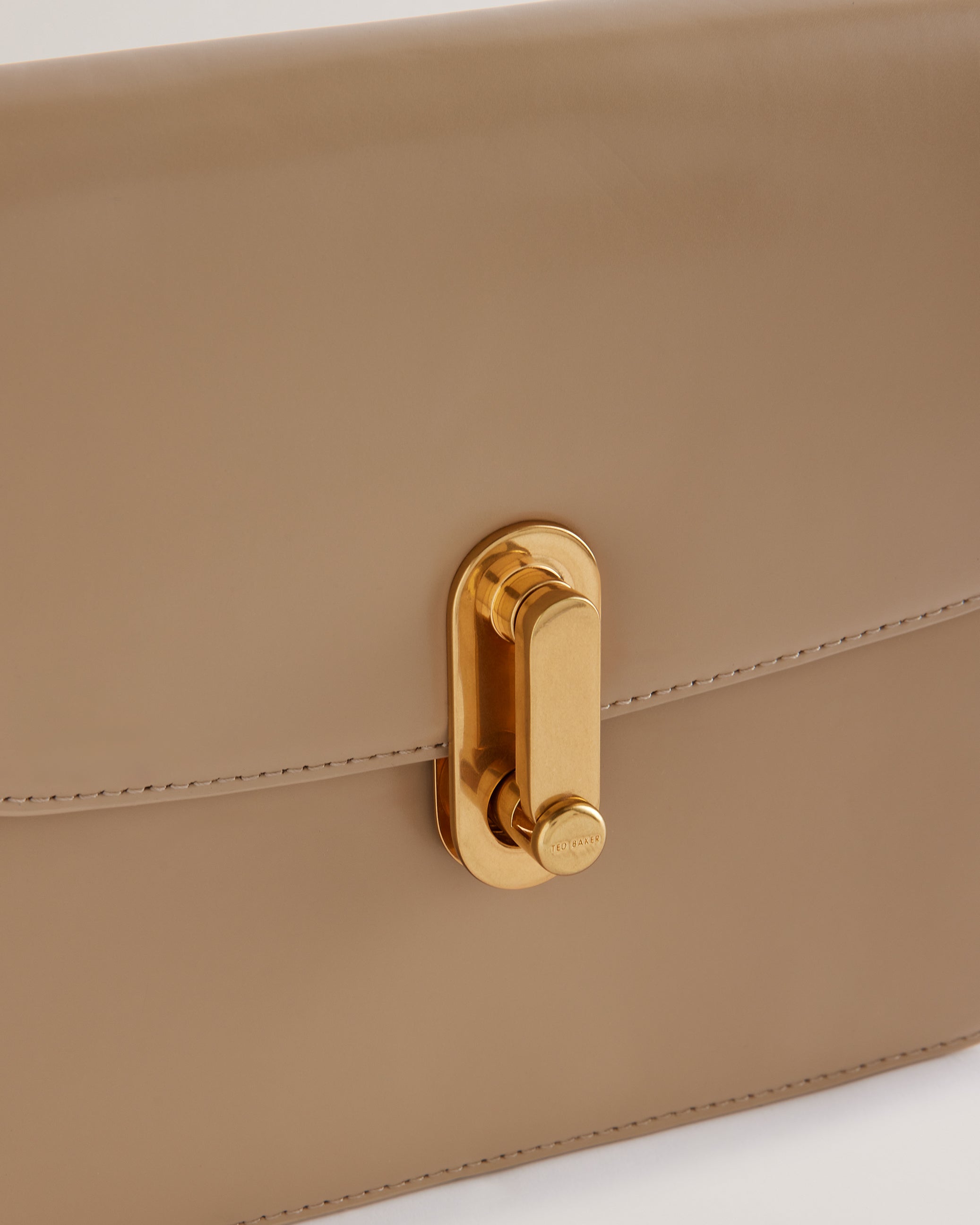 Kkayli Polished Leather Satchel Bag Taupe