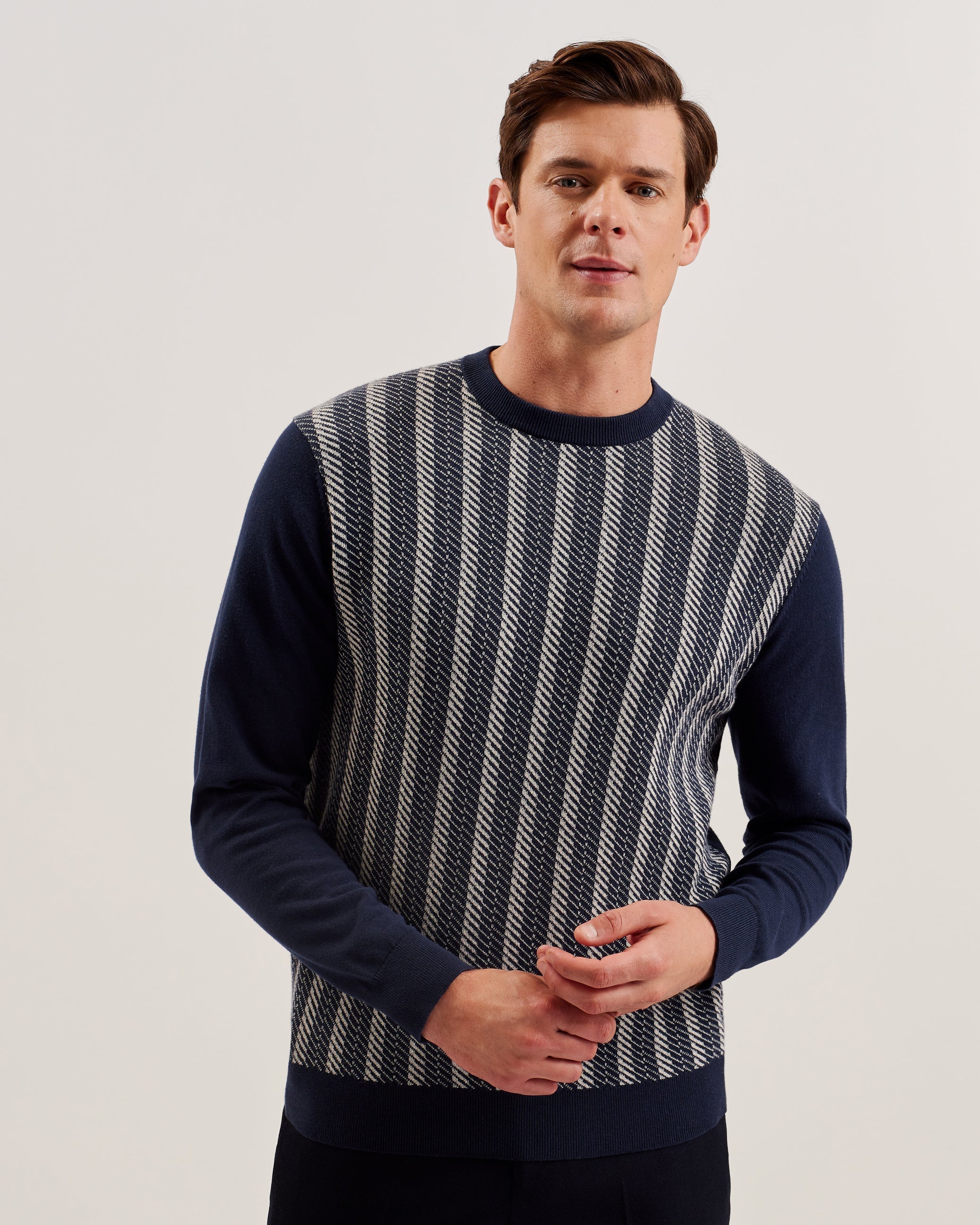 Enwich Ls Regular Jacquard Crew Neck Navy