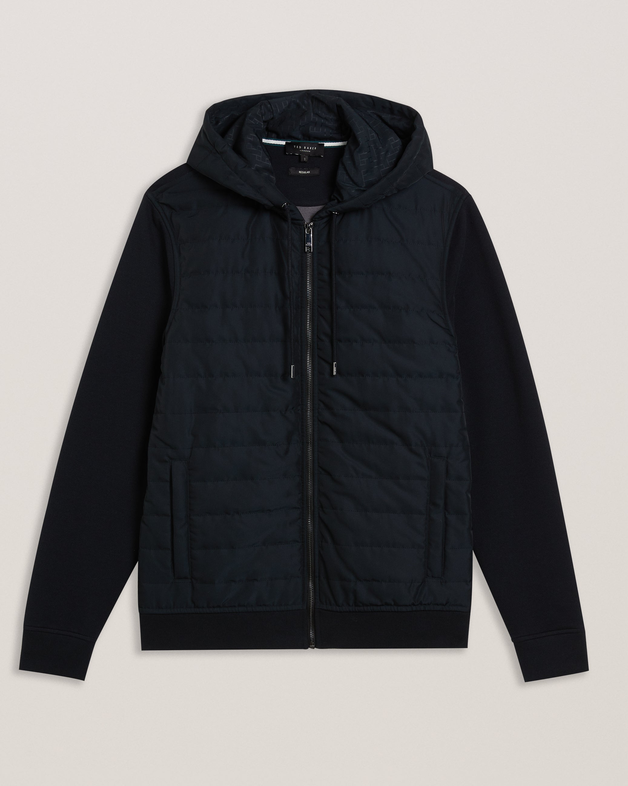 Adburys Regular Quilted Zip Hoodie Black