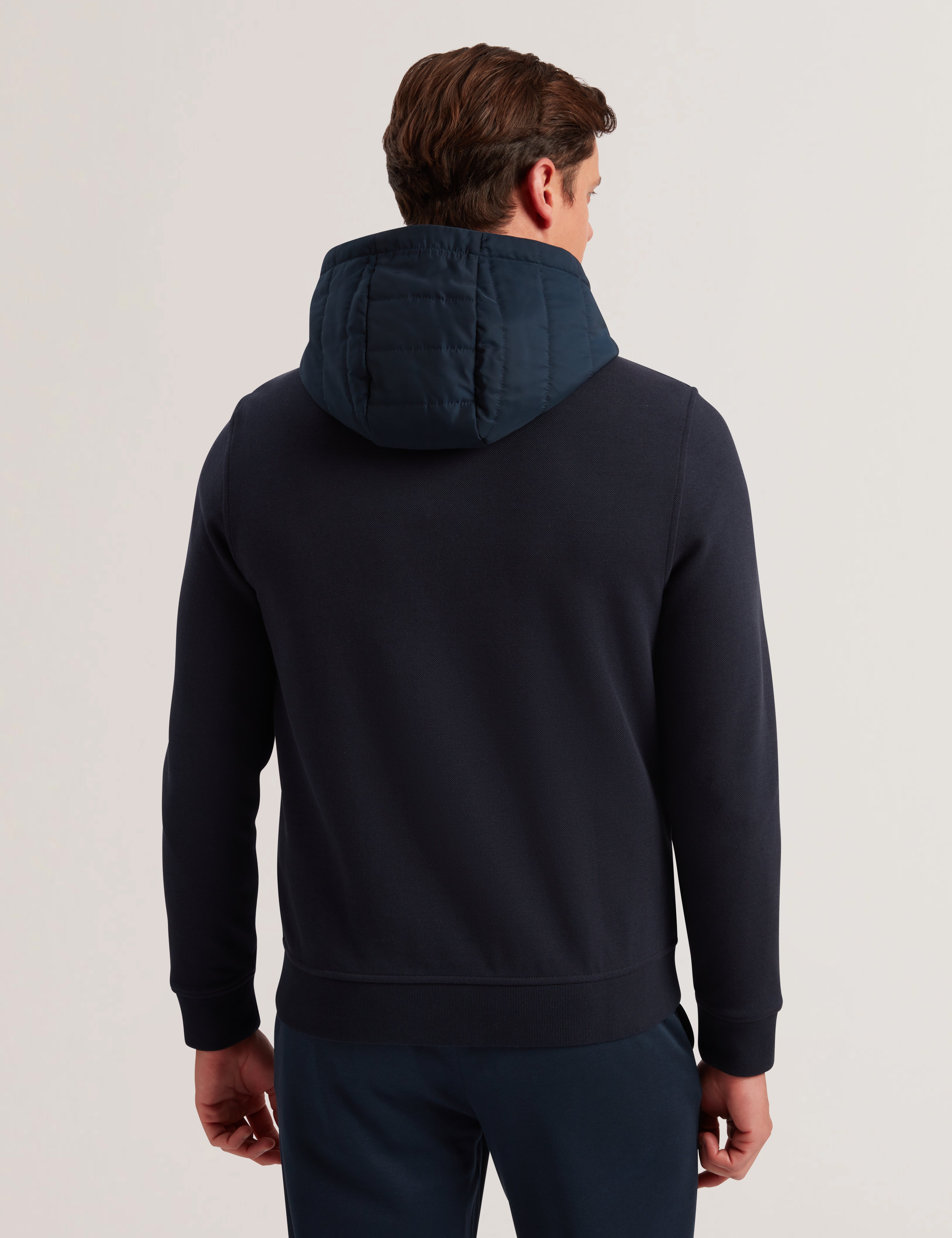 Adburys Regular Quilted Zip Hoodie Navy
