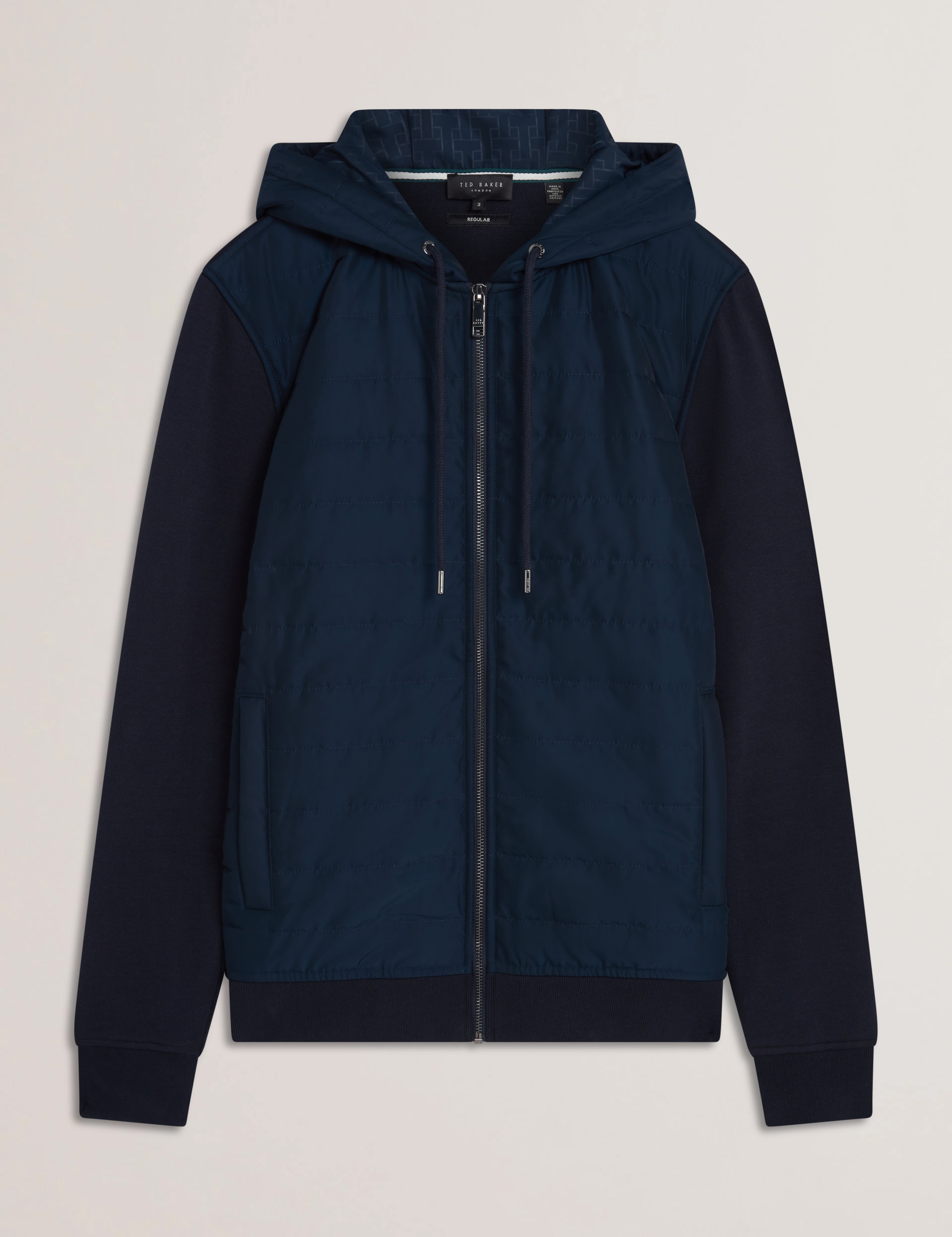 Adburys Regular Quilted Zip Hoodie Navy
