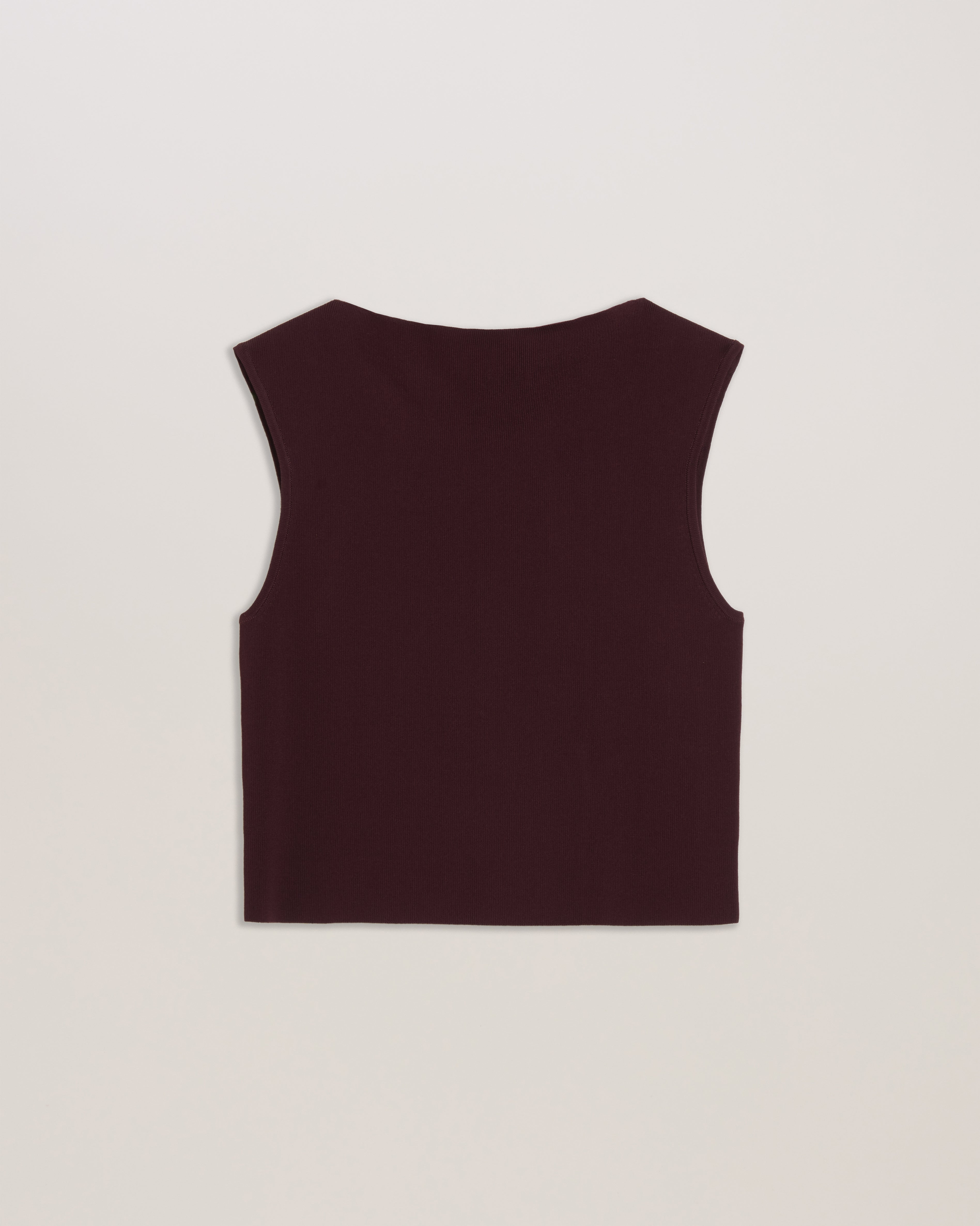 Danhaa Curve Neckline Knit Top Dk-Red
