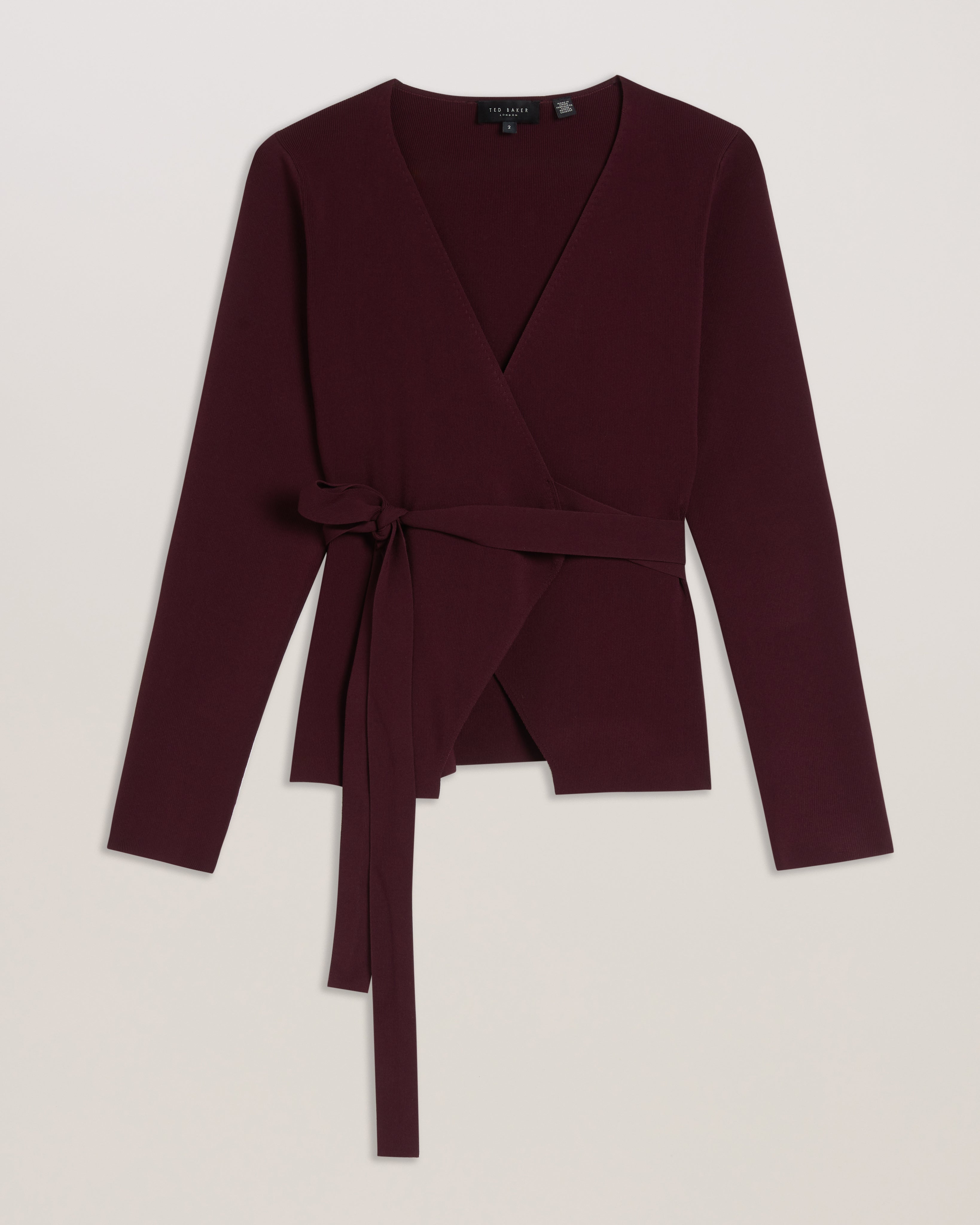 Nayomee Longline Wrap Cardigan Dk-Red