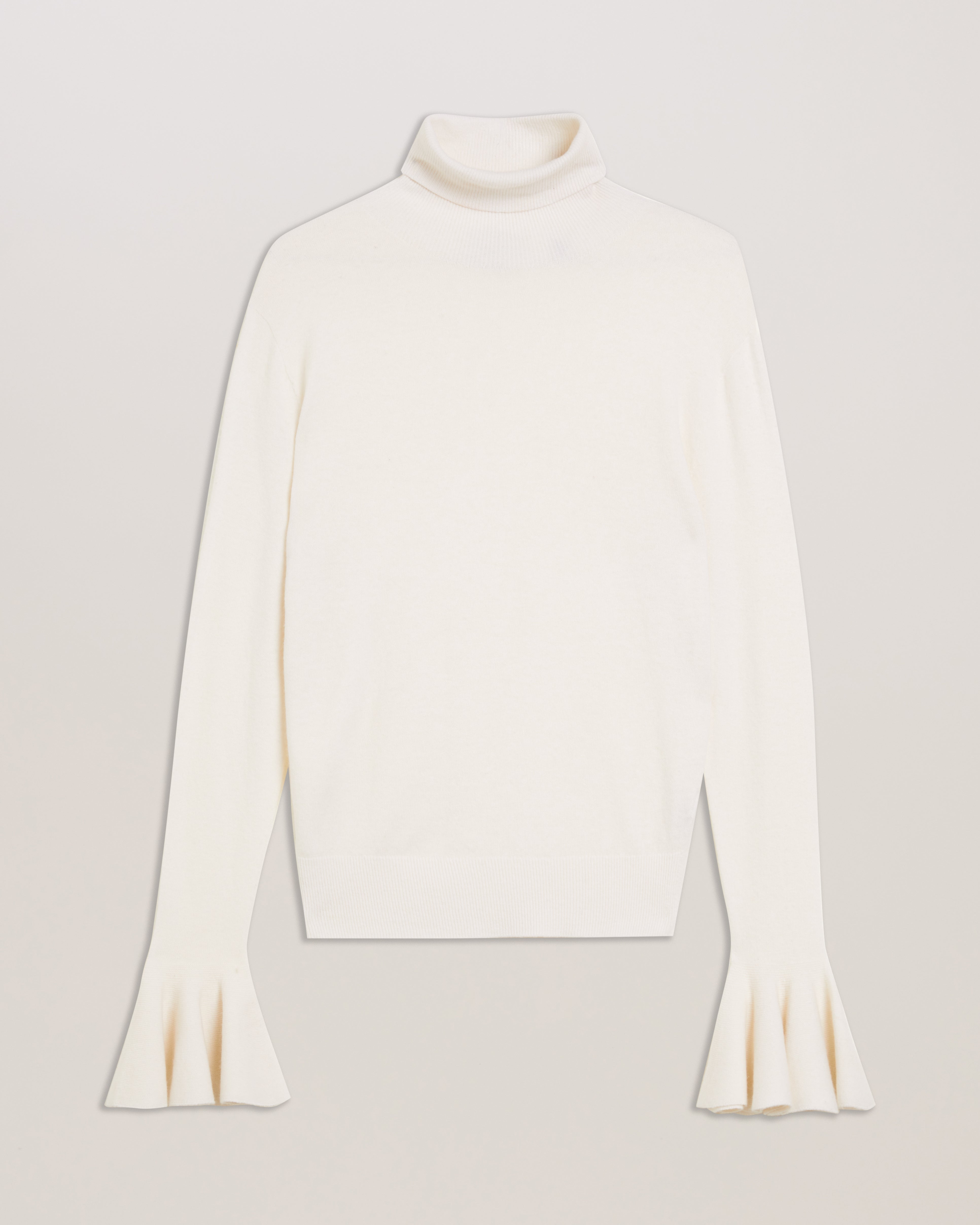 Tamsenn Roll Neck Fluted Sleeve Sweater Ivory