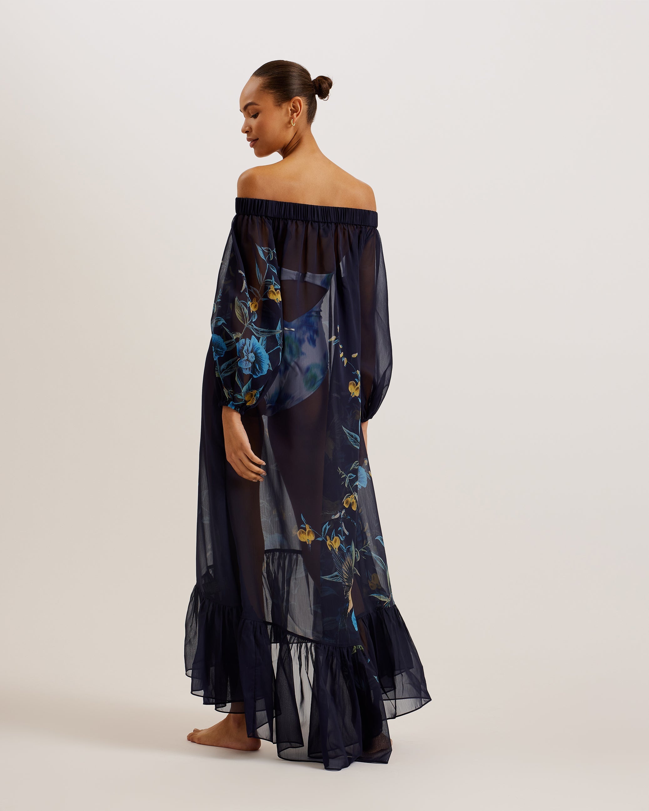 Sabrinn Off The Shoulder Cover Up Navy