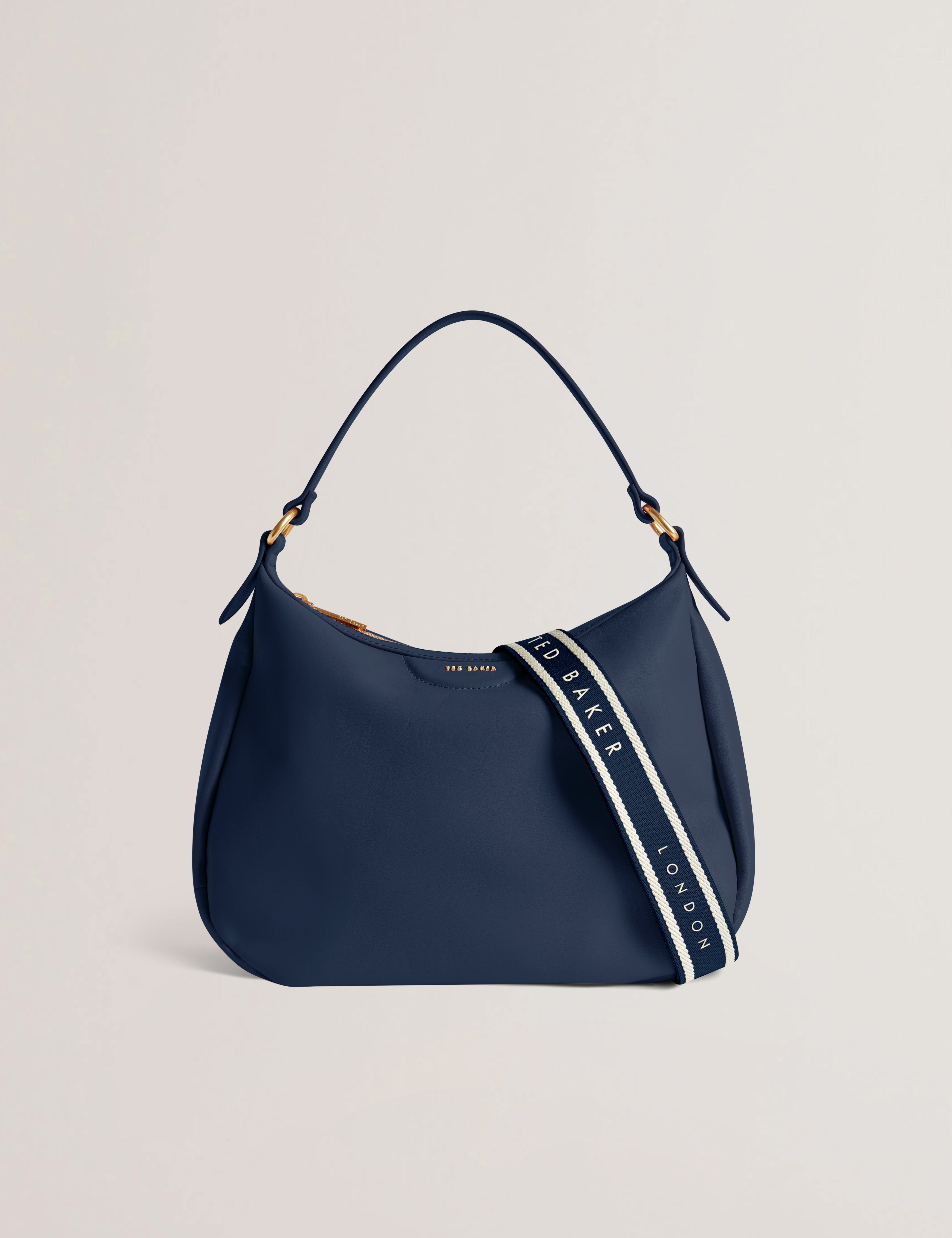 Esiah Webbing Slouchy Leather Hobo B Navy