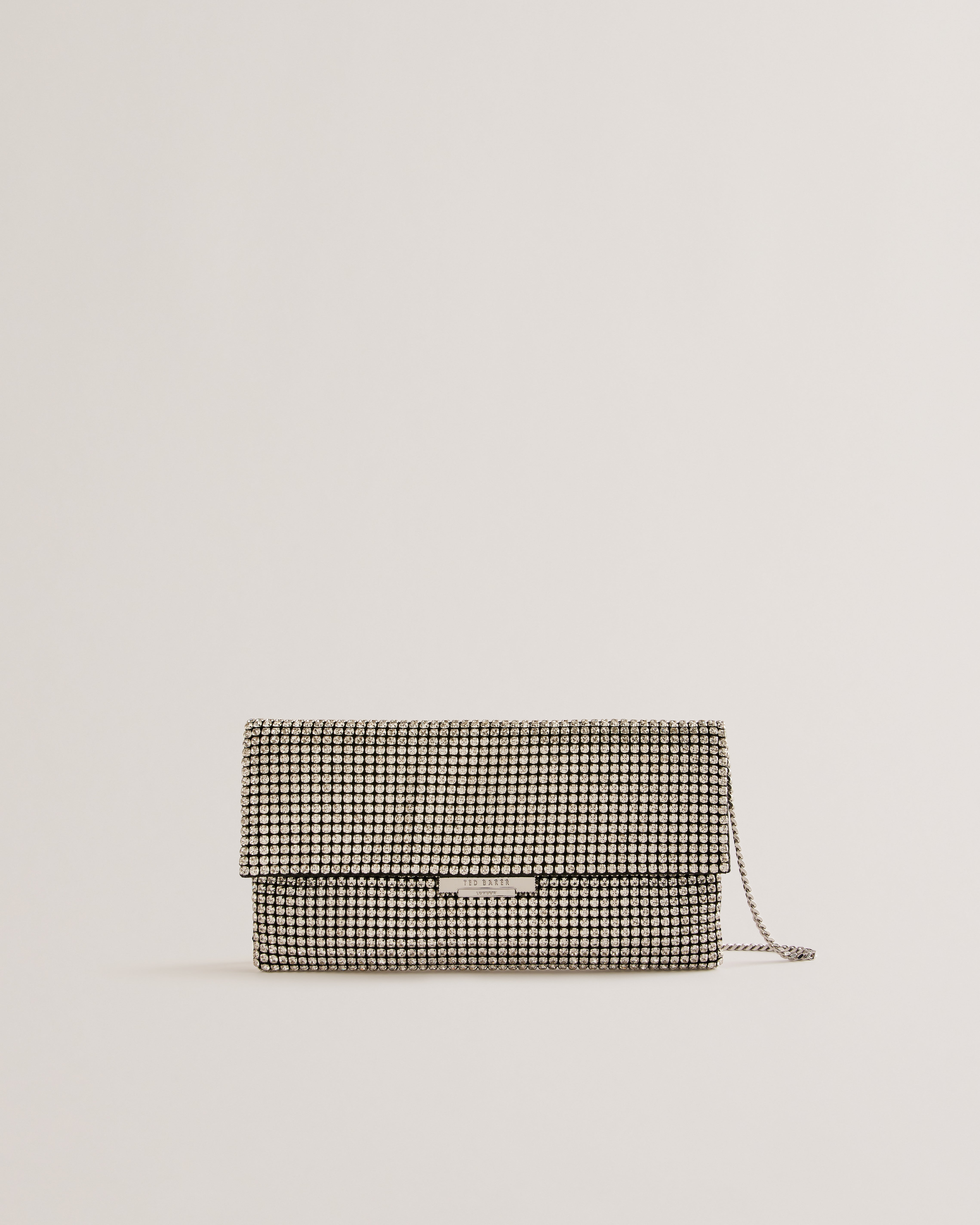 Kristn Crystal Long Fold Over Crossbody Silver
