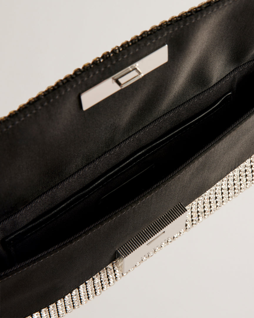 Kristn Crystal Long Fold Over Crossbody Silver