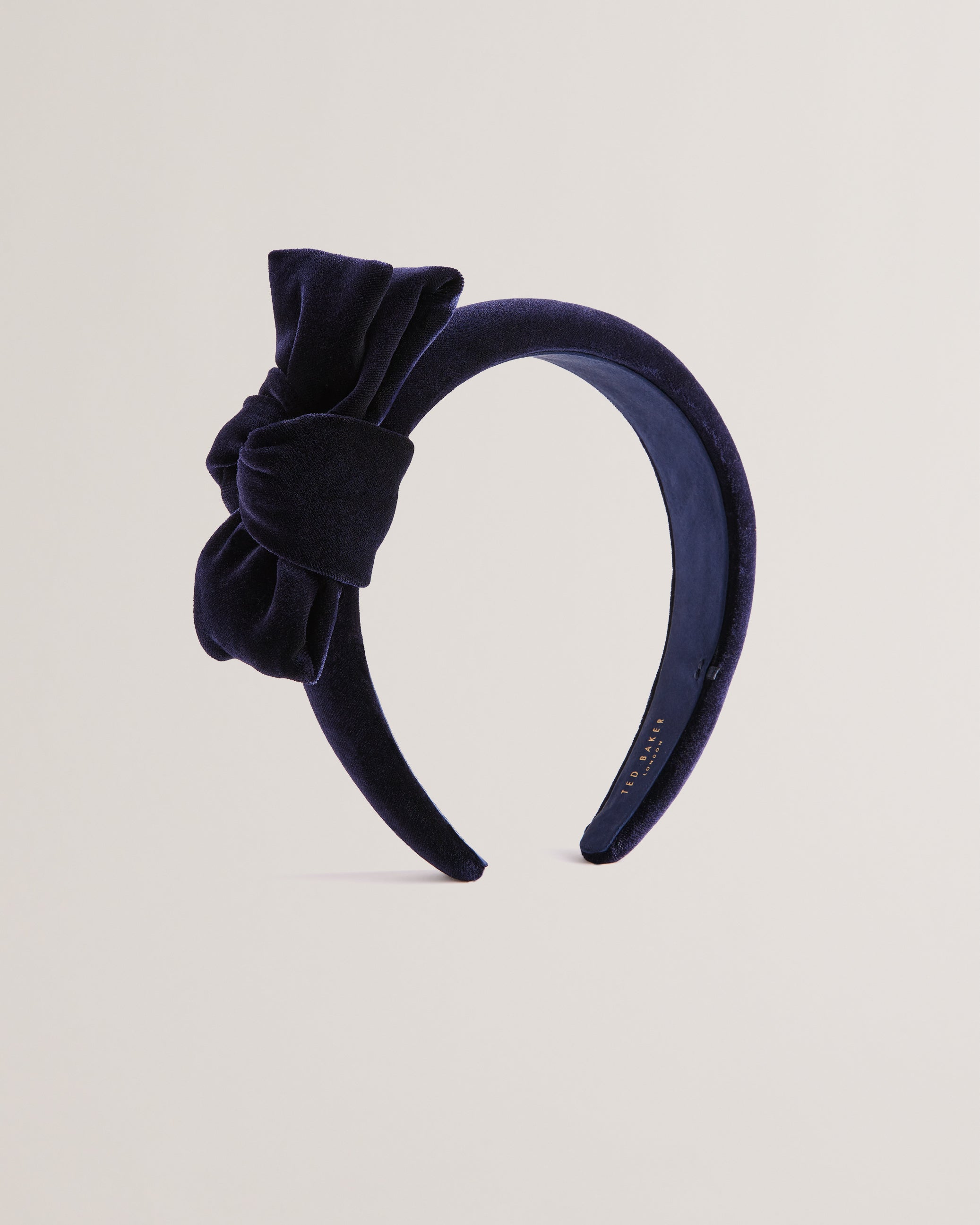 Lissaaa Velvet Bow Detail Headband Navy