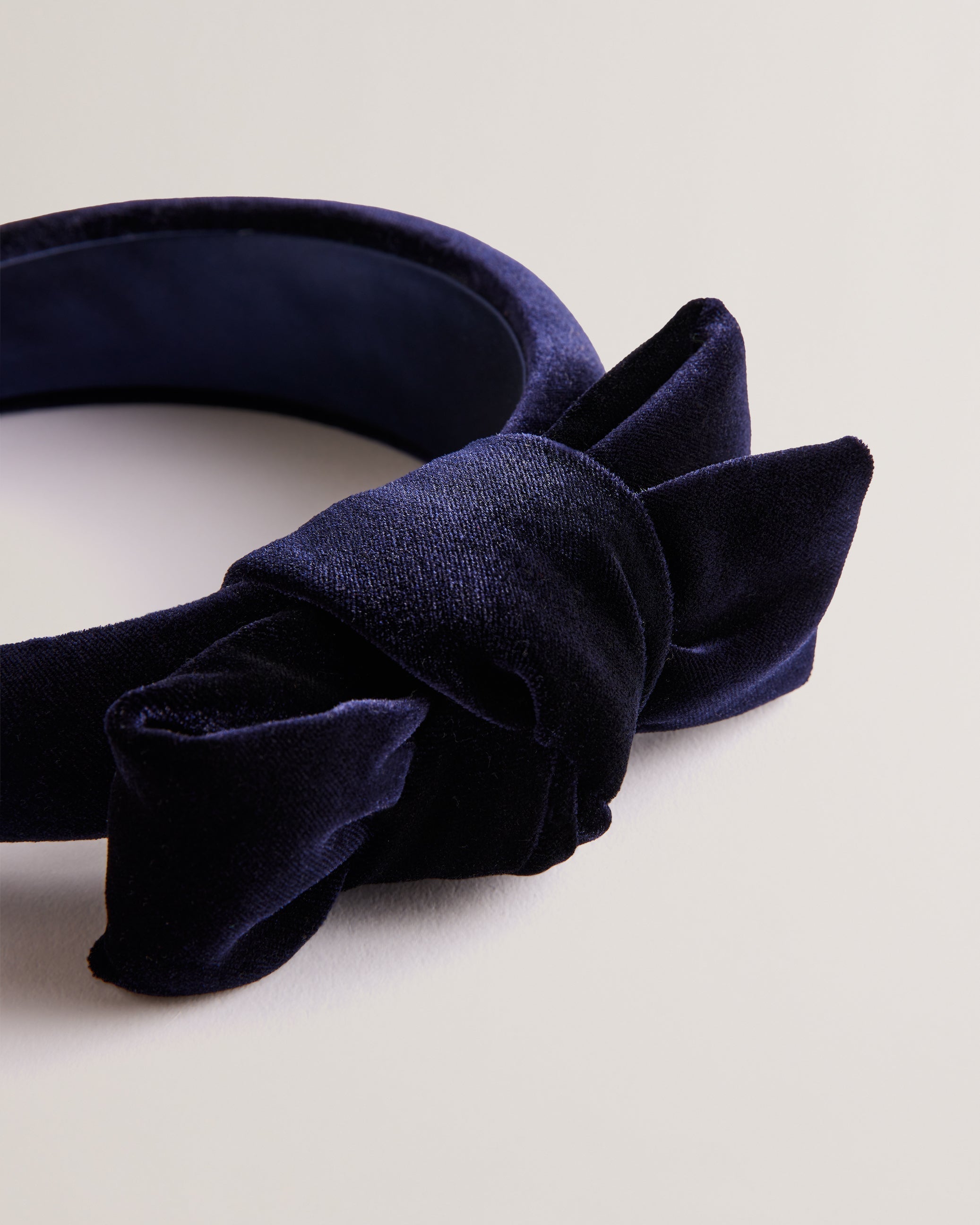 Lissaaa Velvet Bow Detail Headband Navy