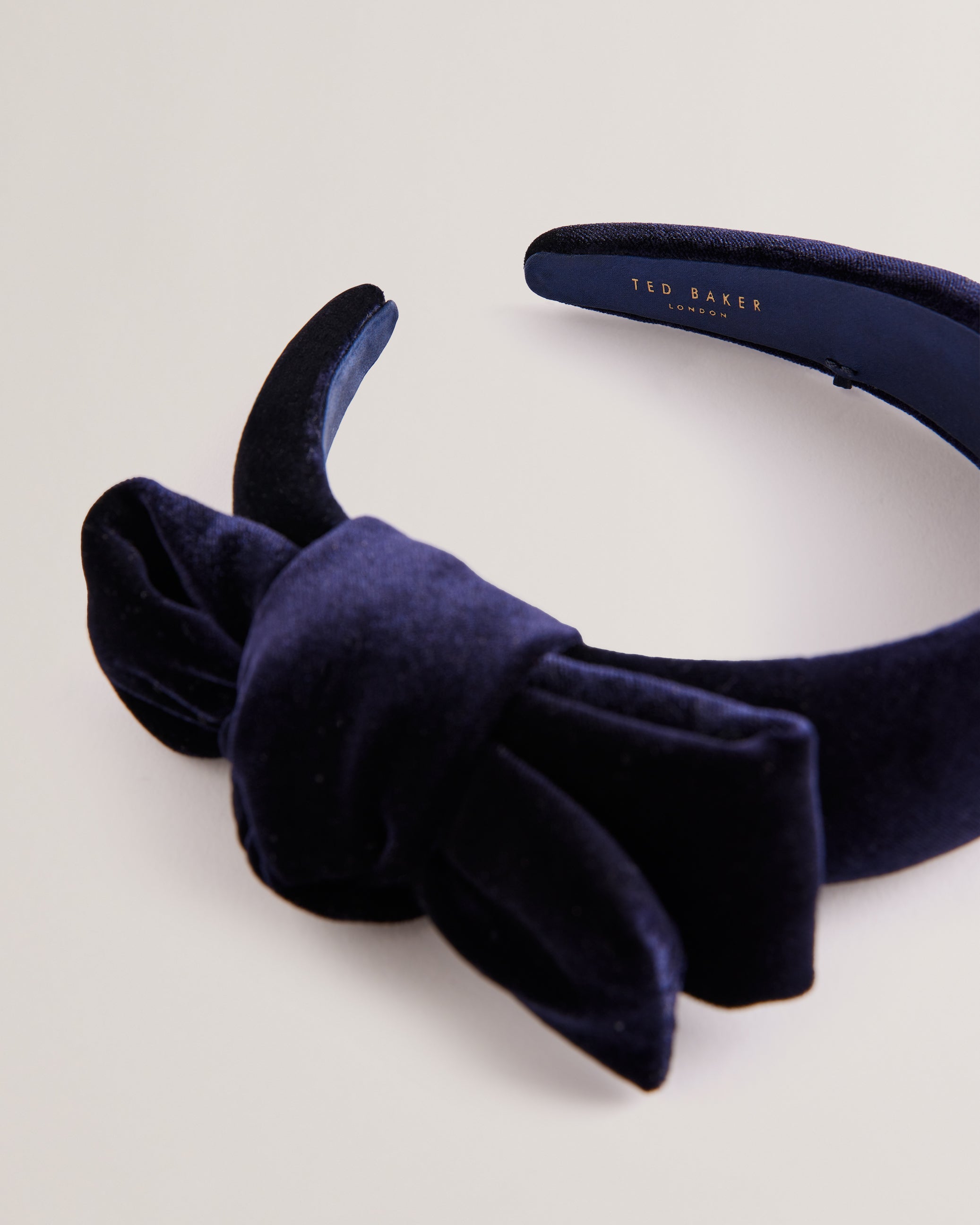 Lissaaa Velvet Bow Detail Headband Navy