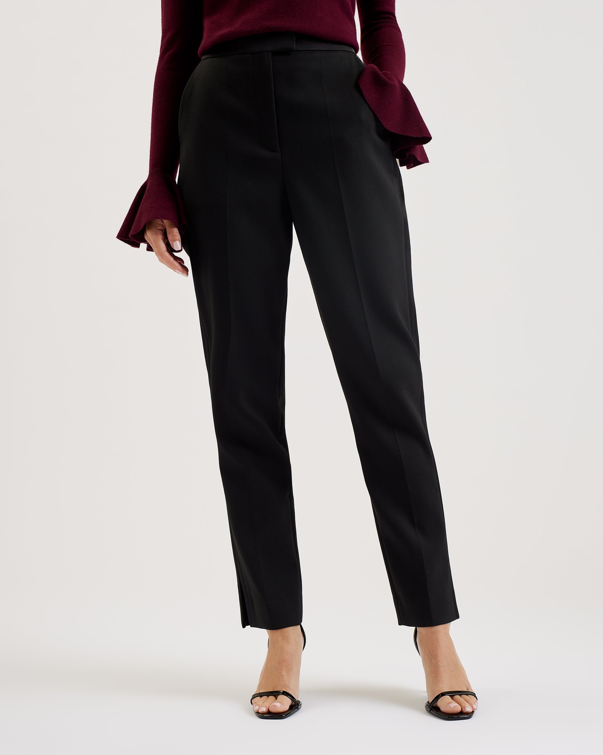 Jingut Contrast Satin Tailored Tapered Trouser Black
