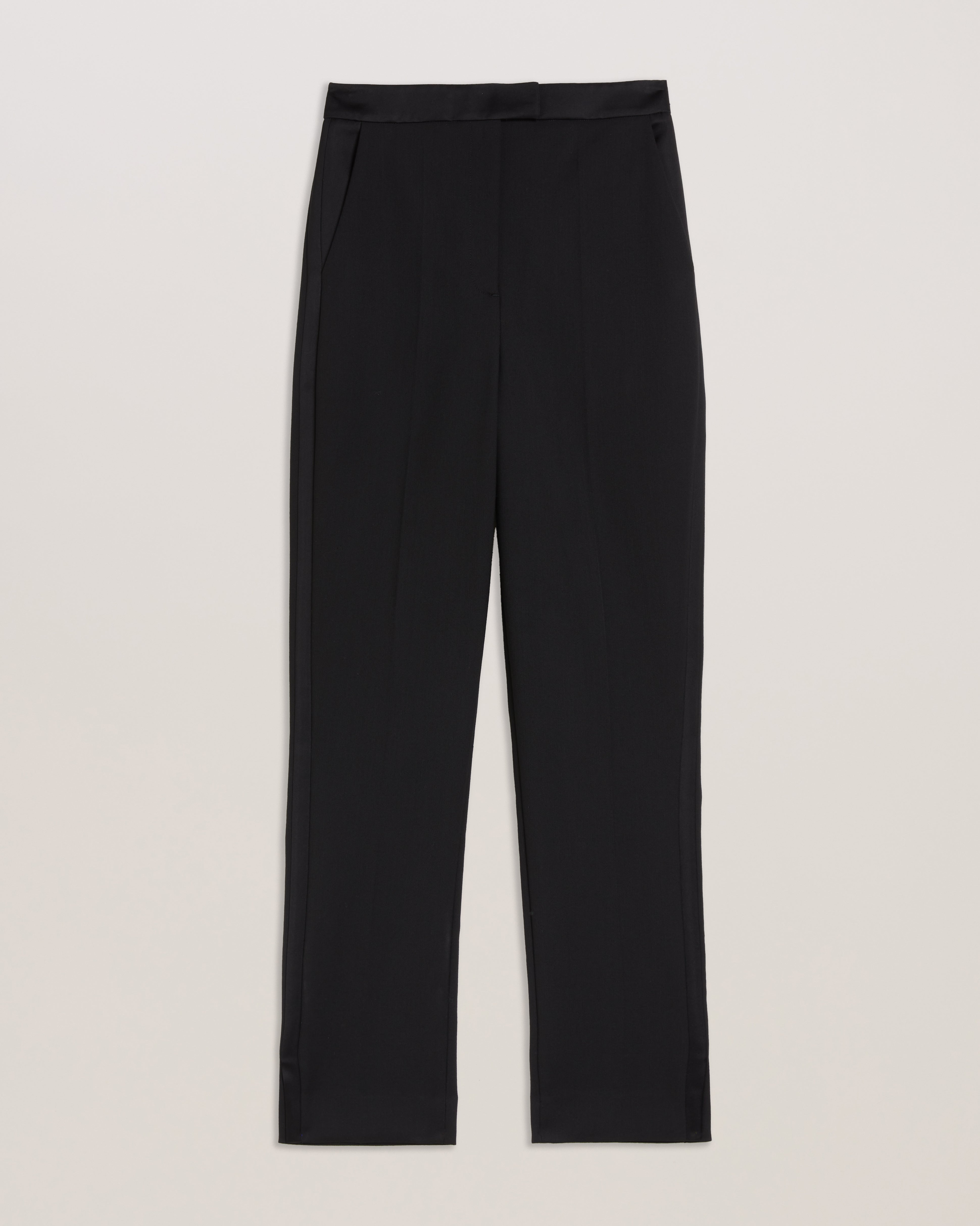 Jingut Contrast Satin Tailored Tapered Trouser Black