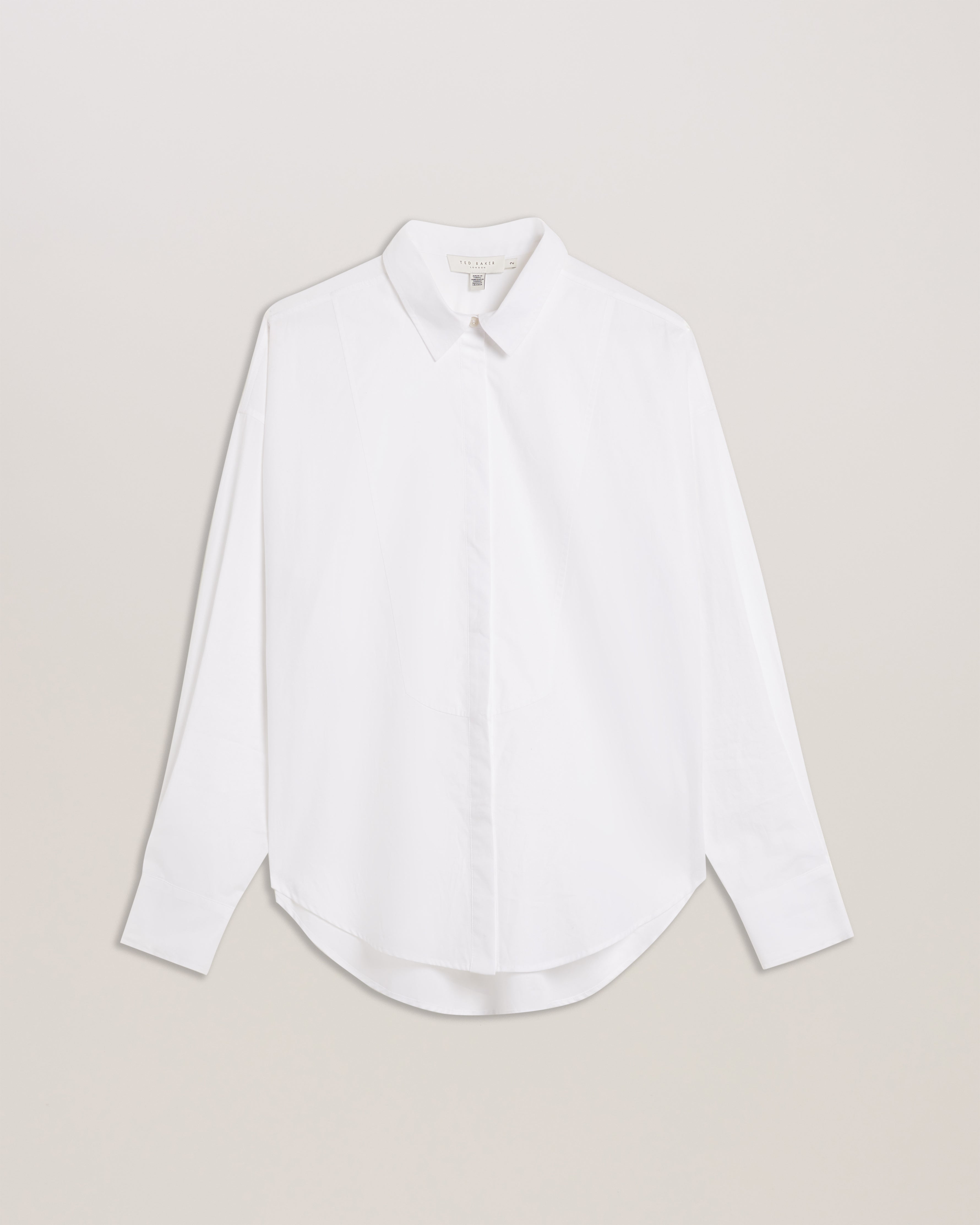 Izote Oversized Drop Shoulder Bib Detail Shirt White