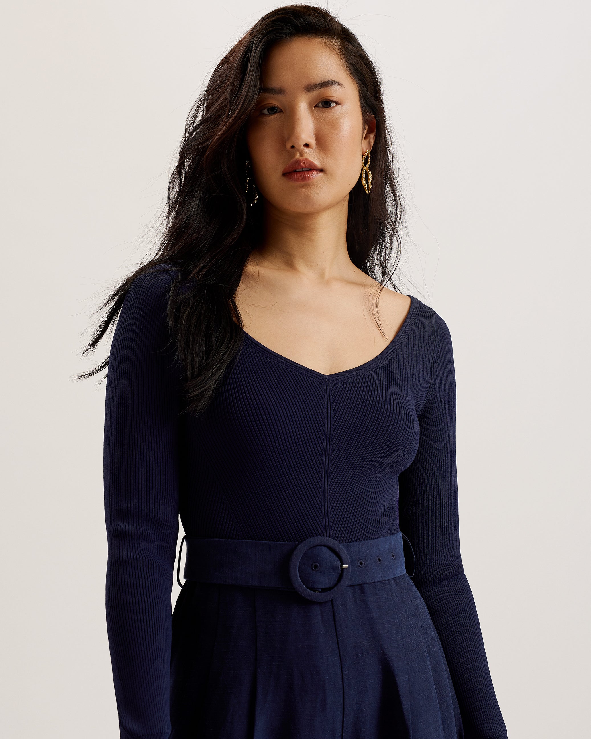Agatea Off The Shoulder Wide Leg Jumpsuit Navy