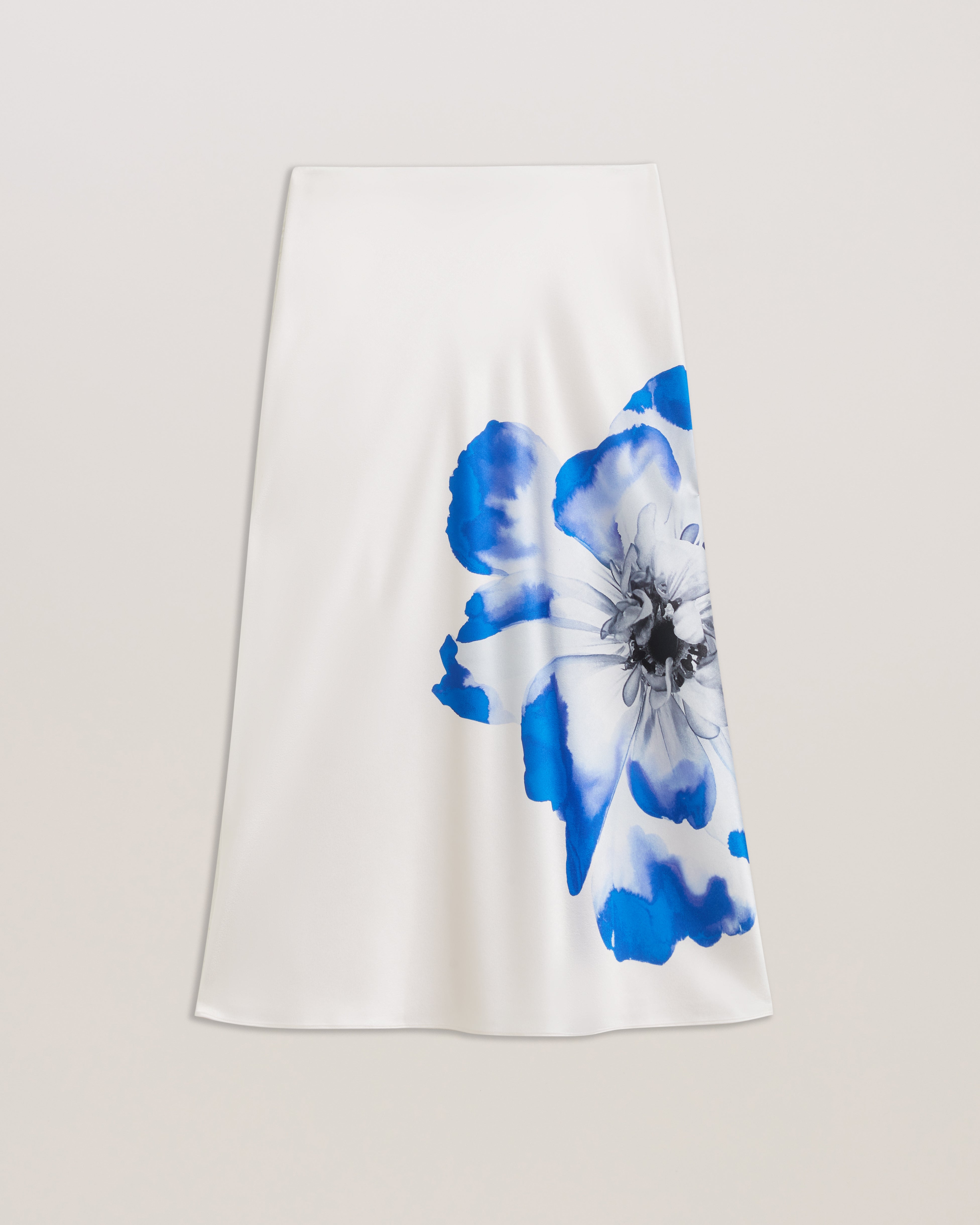Leelia Printed Midi Bias Cut Skirt Ivory