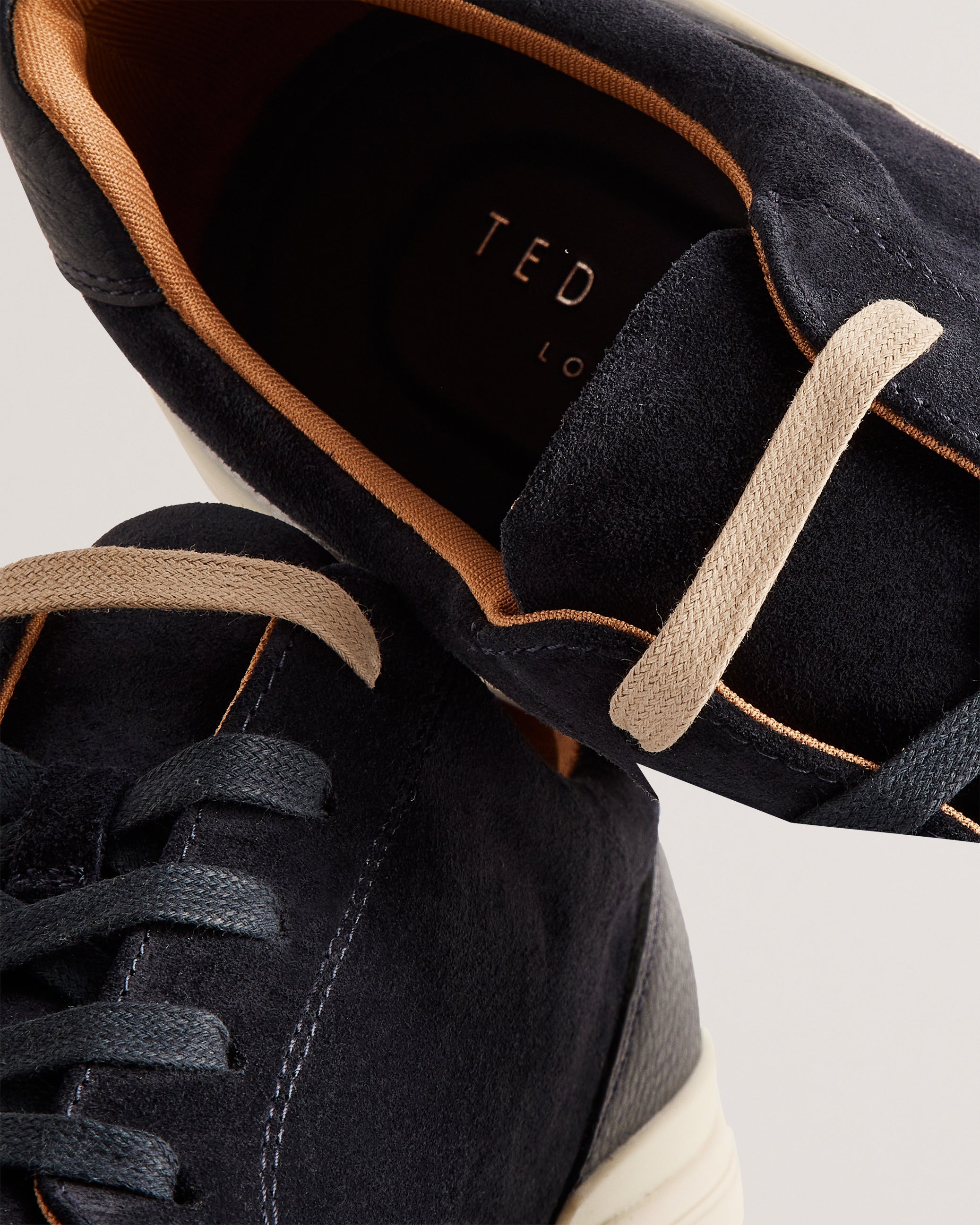 Brentfd Textured Leather Low Top Trainers Shoes Navy