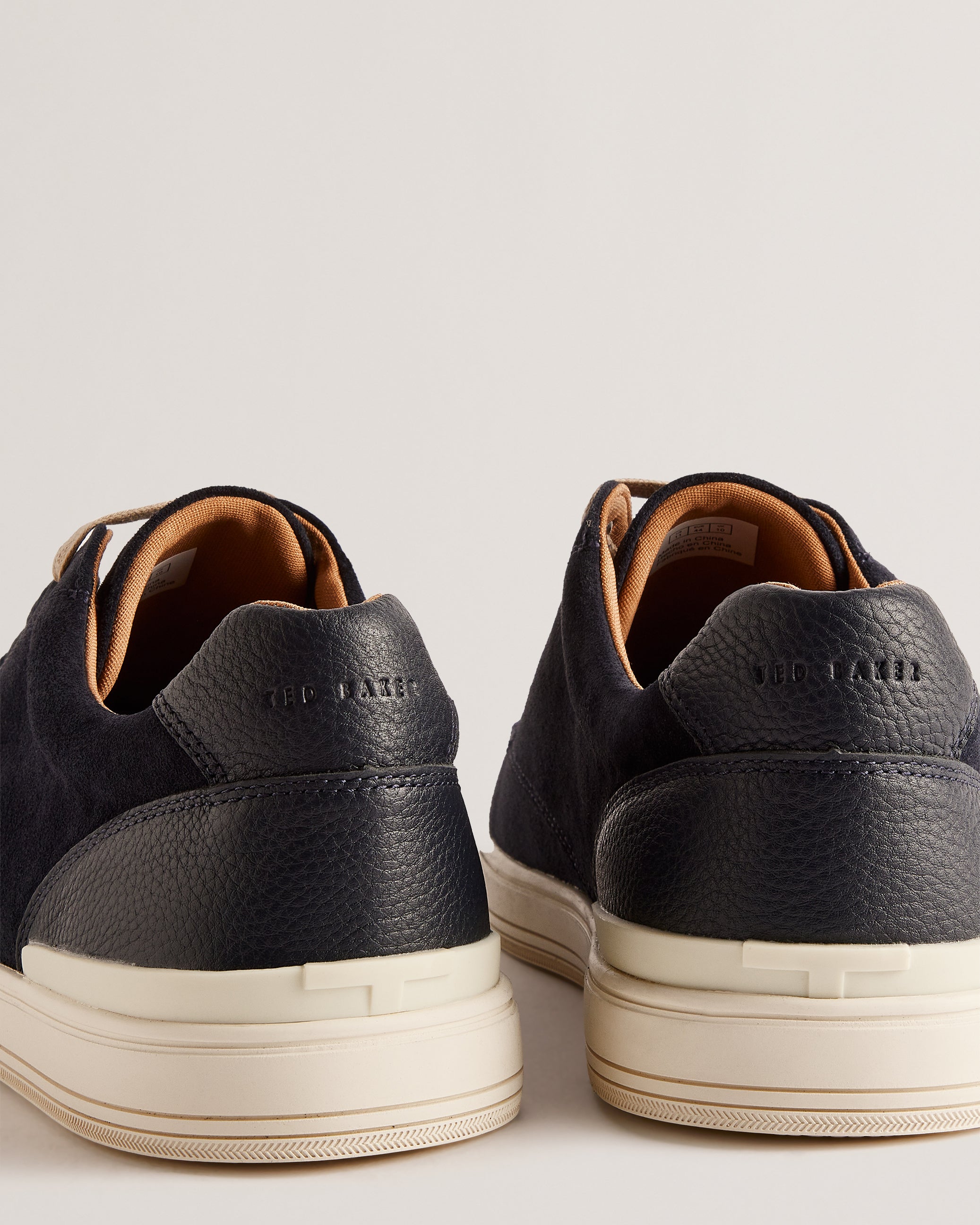 Brentfd Textured Leather Low Top Trainers Shoes Navy
