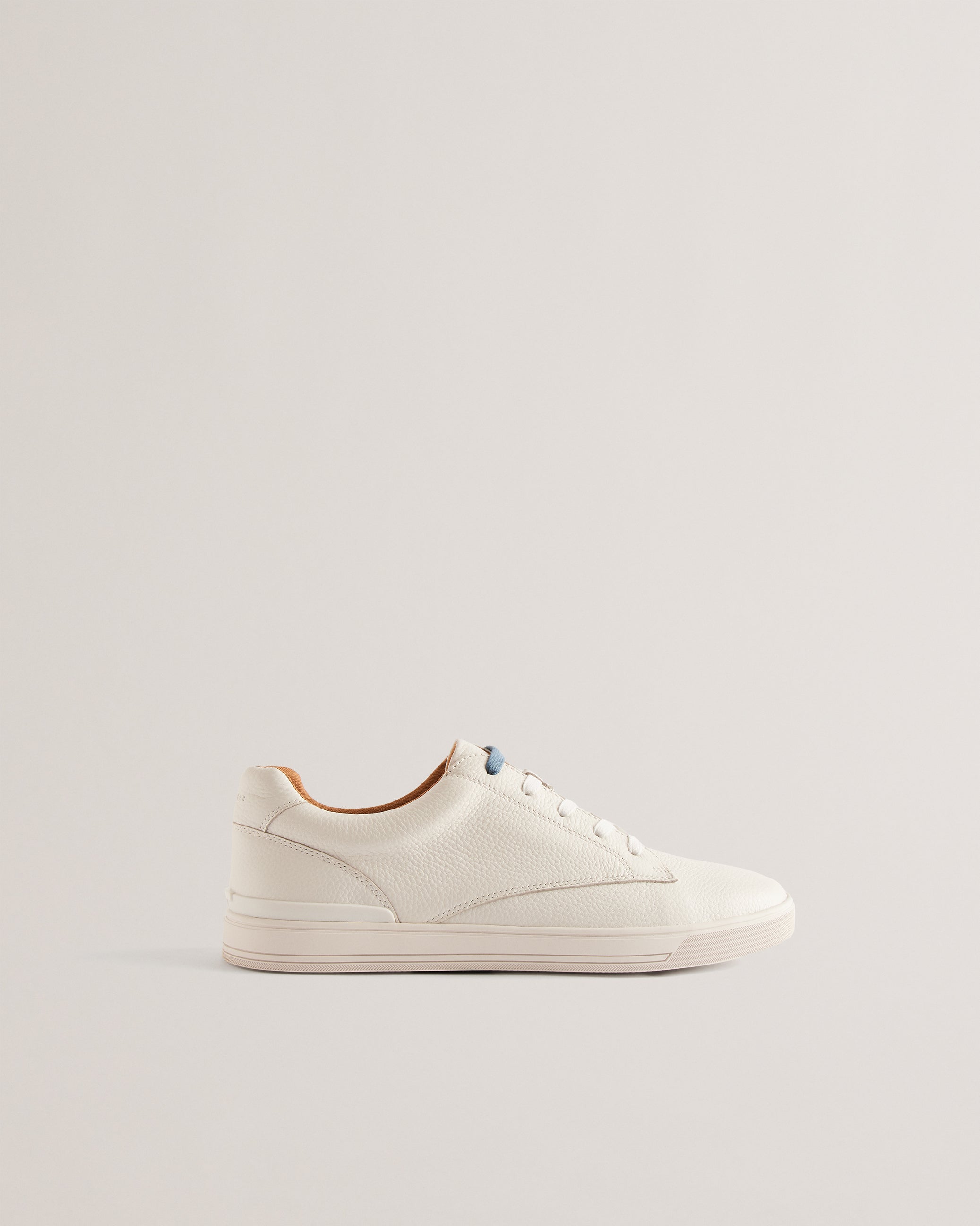 Brentfd Textured Leather Low Top Trainers Shoes White