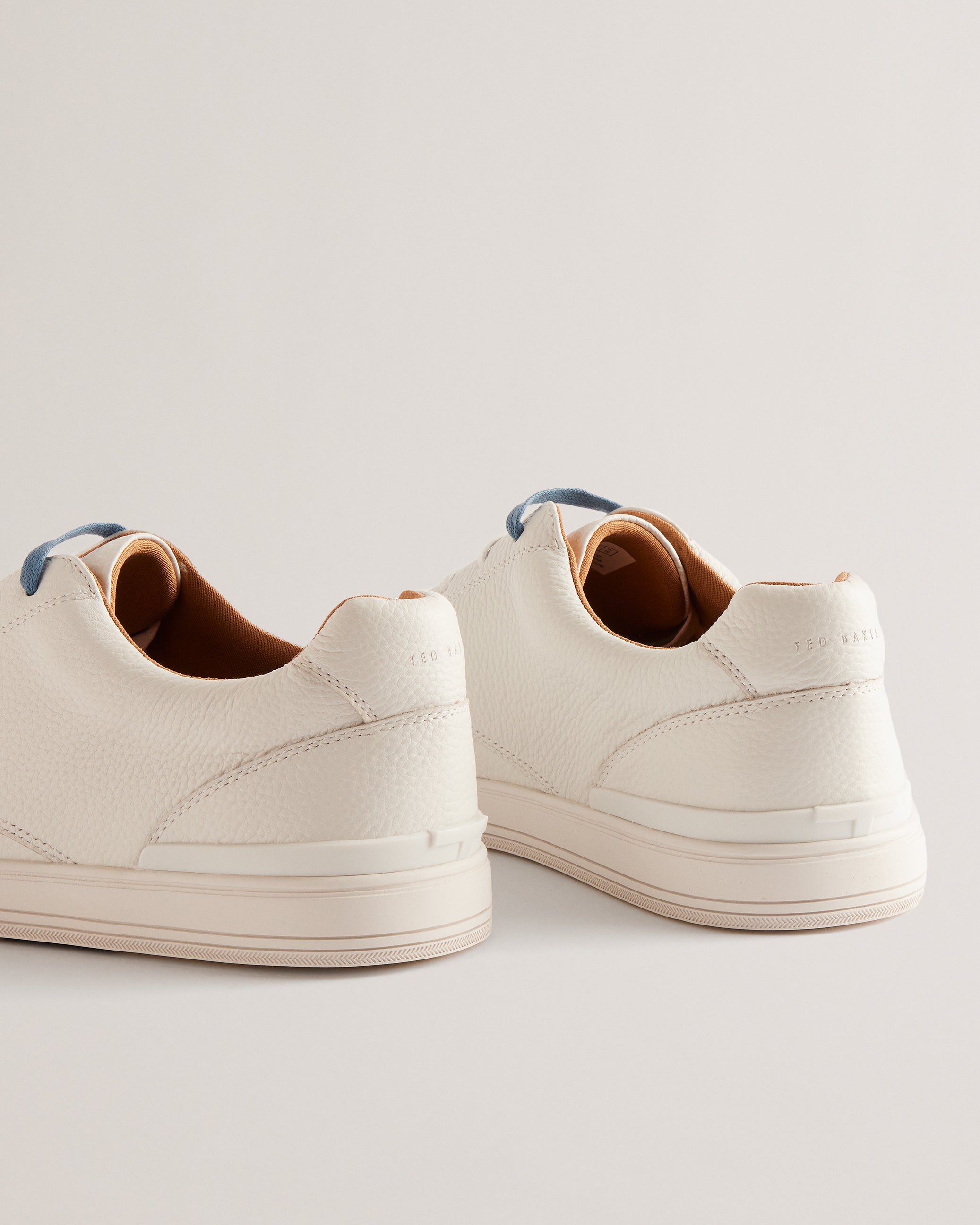 Brentfd Textured Leather Low Top Trainers Shoes White