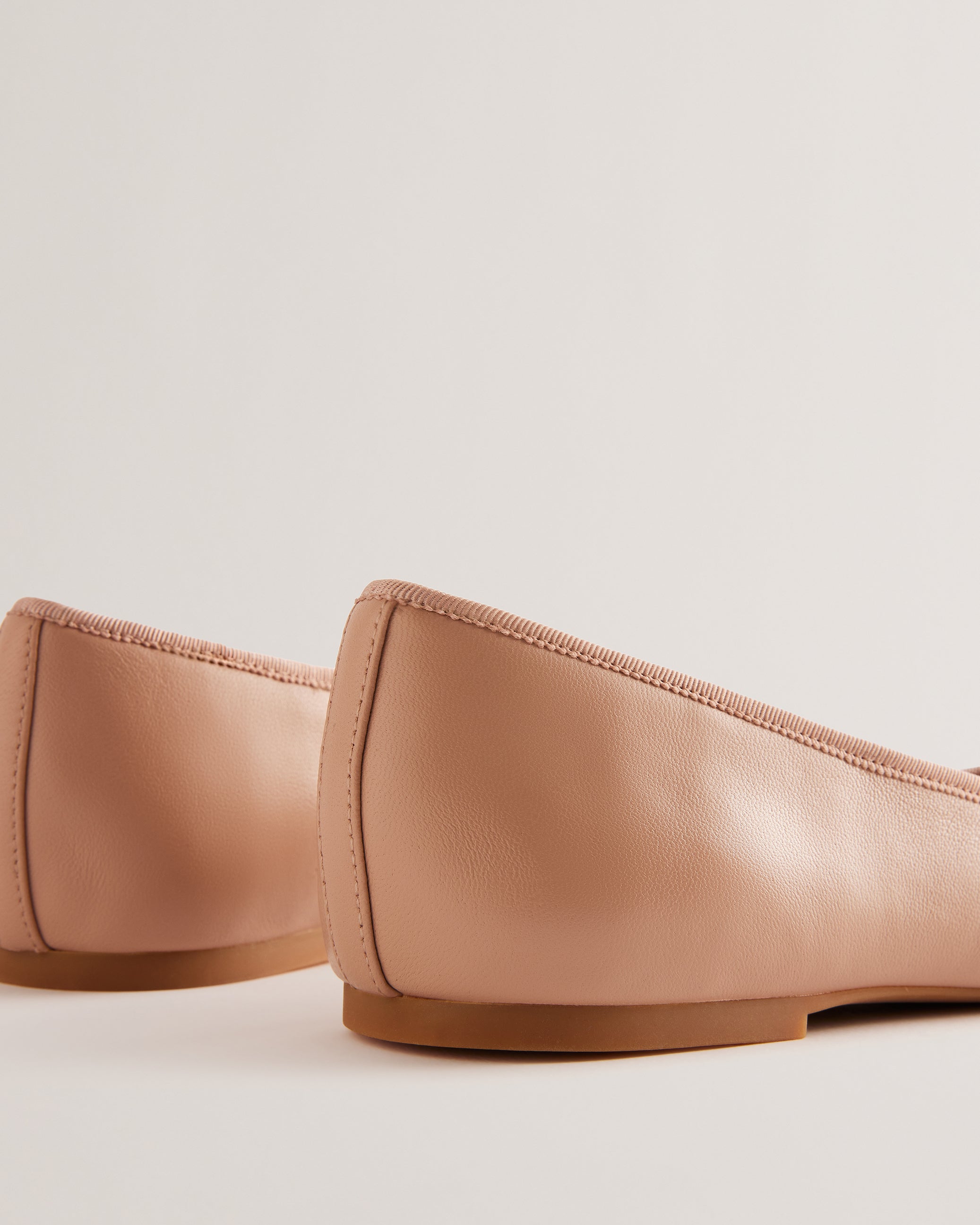 Ayvvah Bow Detail Leather Ballet Flats Shoes Pink