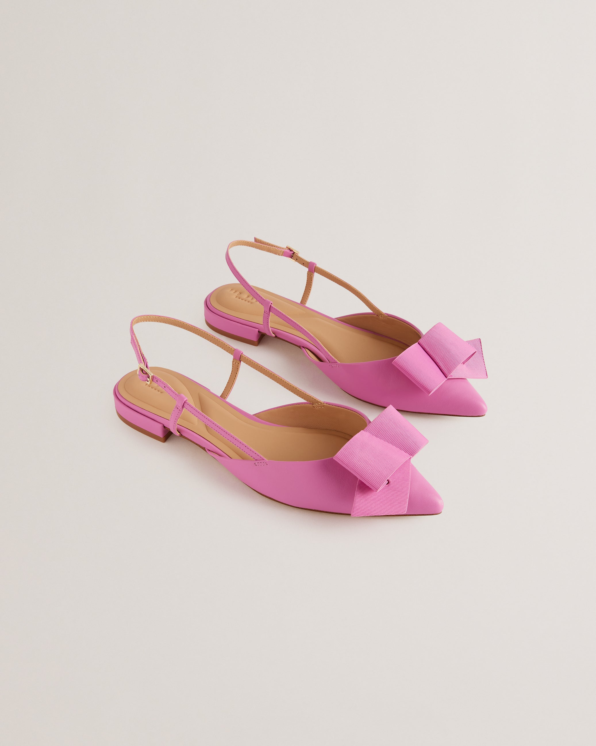Emmabow Sling-Back Ballerina Shoes With Bow Detail Brt-Pink