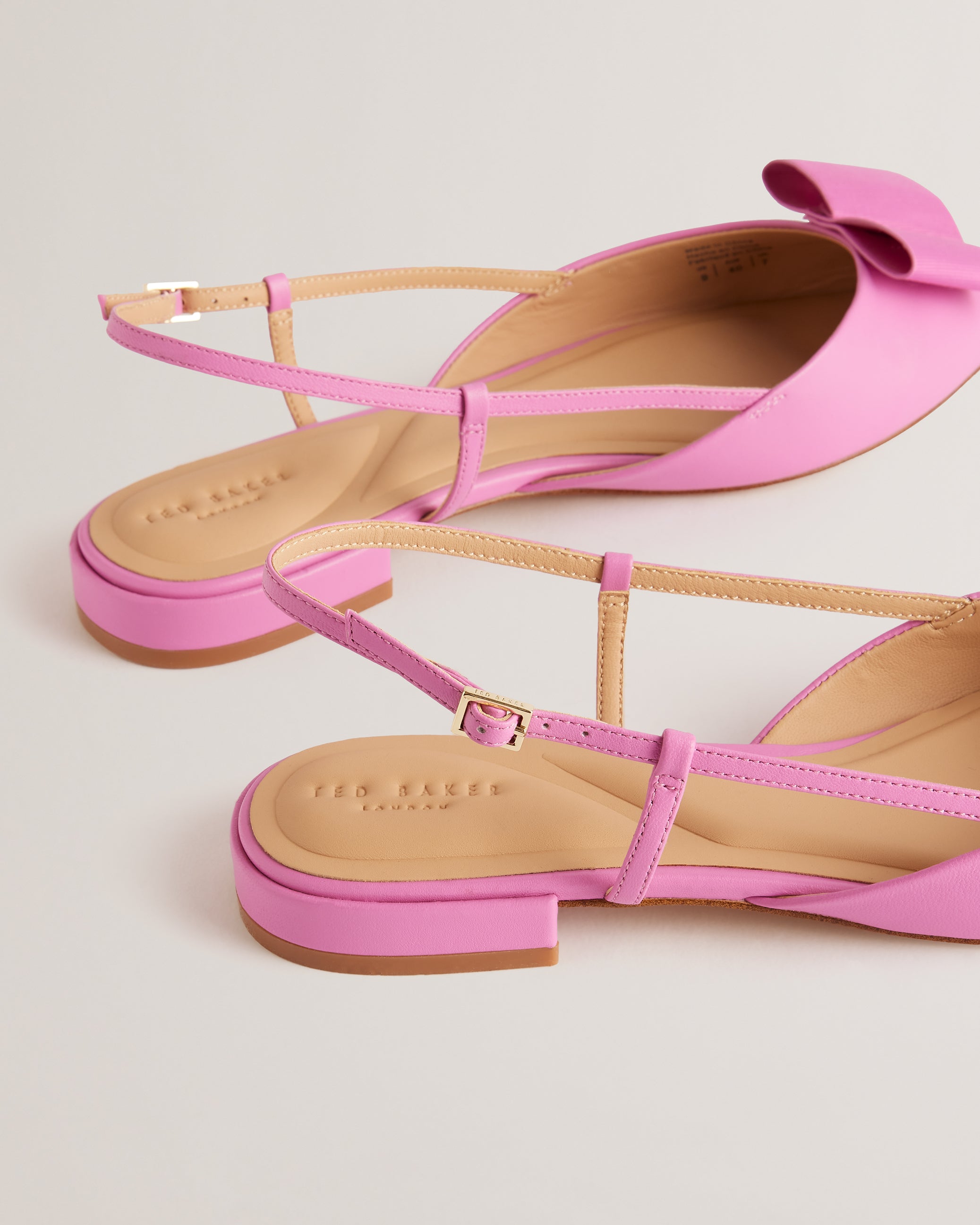 Emmabow Sling-Back Ballerina Shoes With Bow Detail Brt-Pink