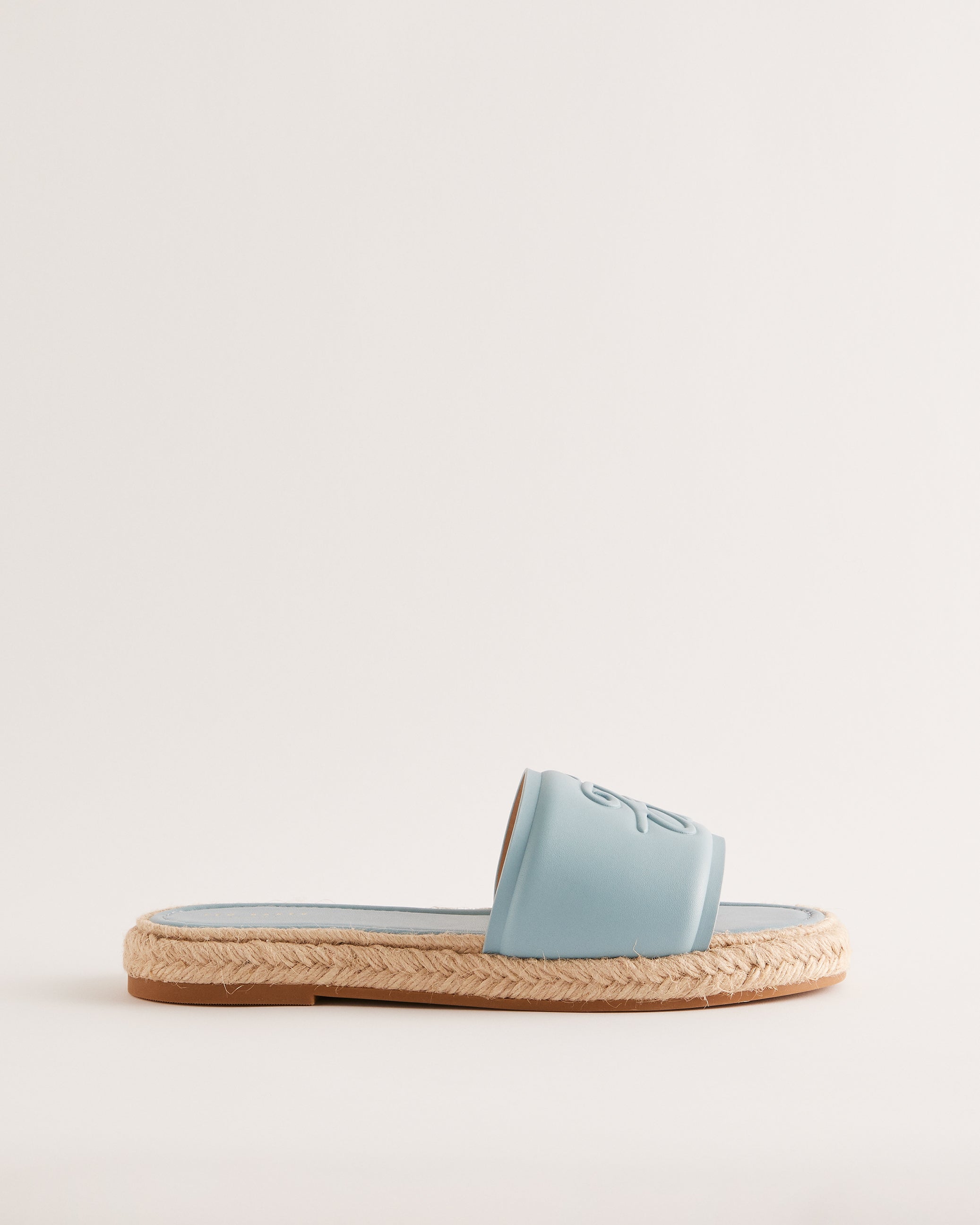 Portiya Leather Espadrille Flatform Slider Sandals Shoes Lt-Blue