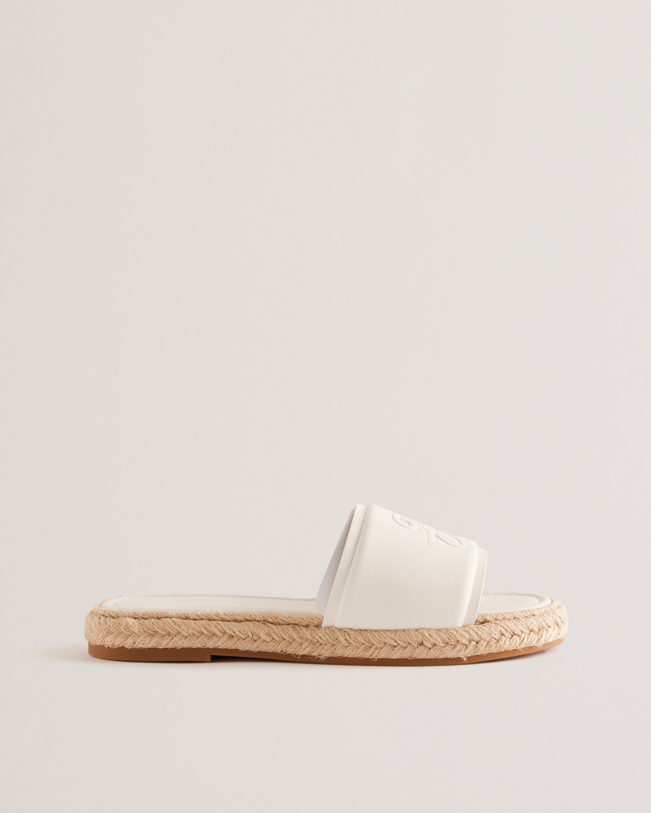 Portiya Leather Espadrille Flatform Slider Sandals Shoes White