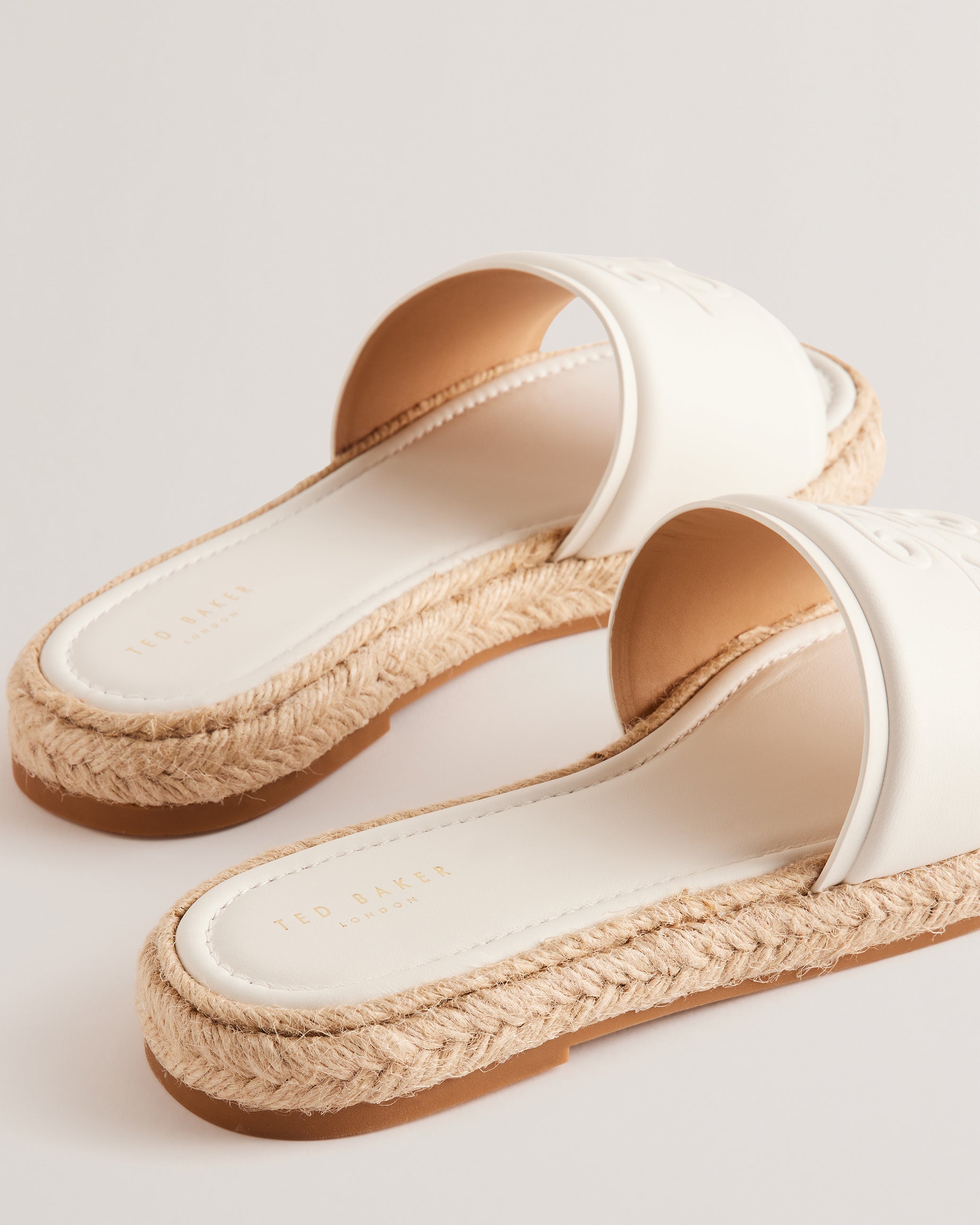 Portiya Leather Espadrille Flatform Slider Sandals Shoes White