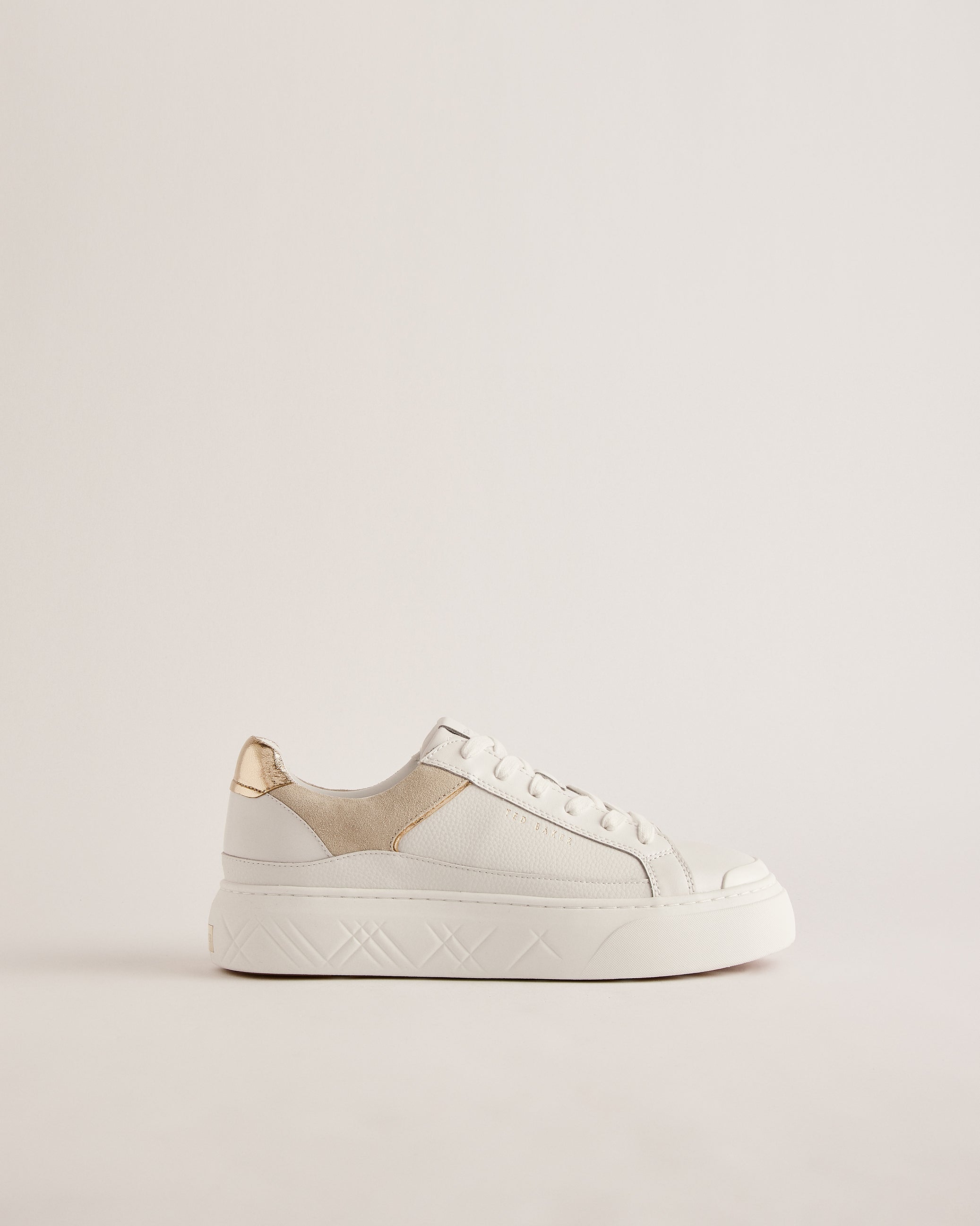 Adieson Branded Platform Trainer Shoes White