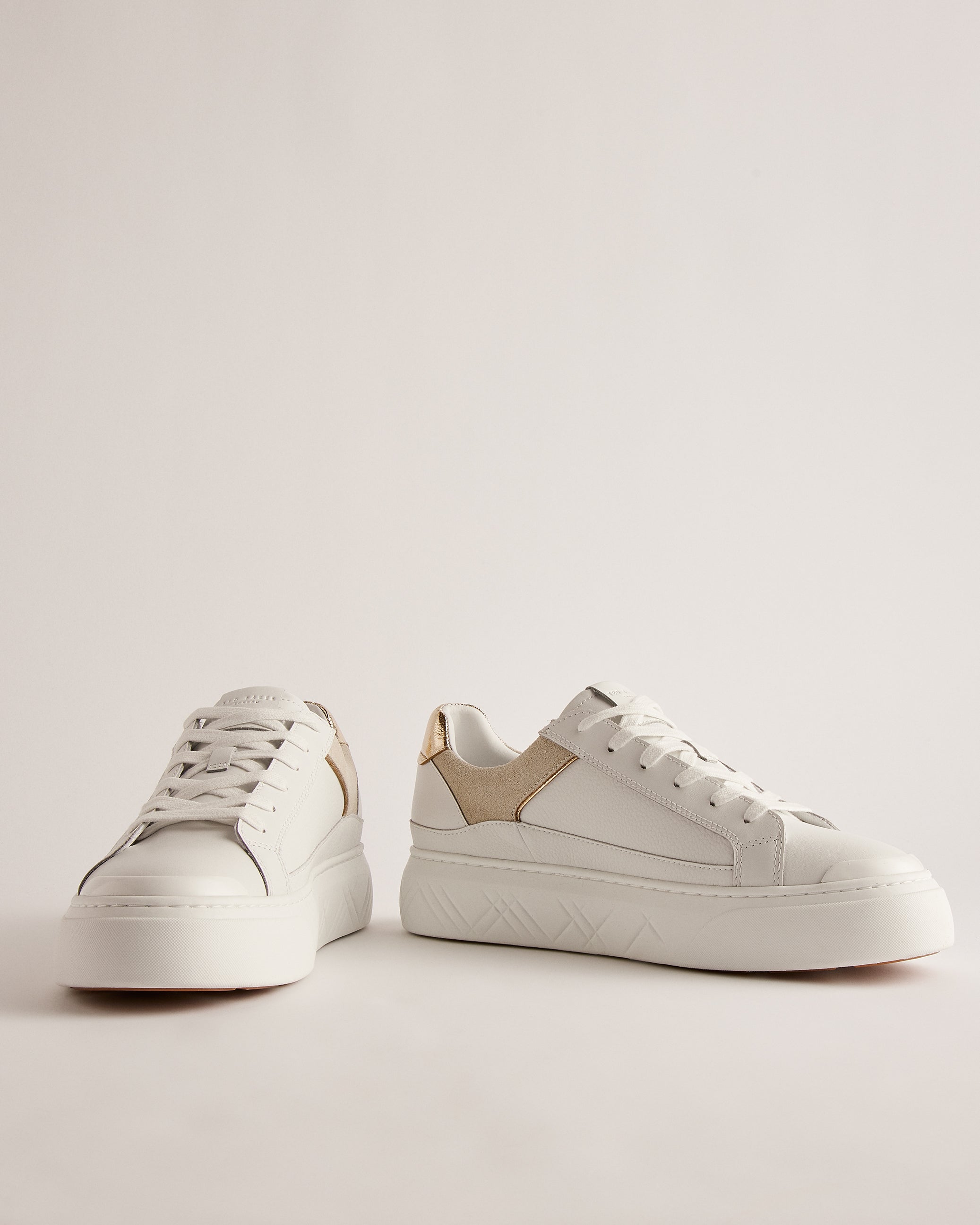 Adieson Branded Platform Trainer Shoes White
