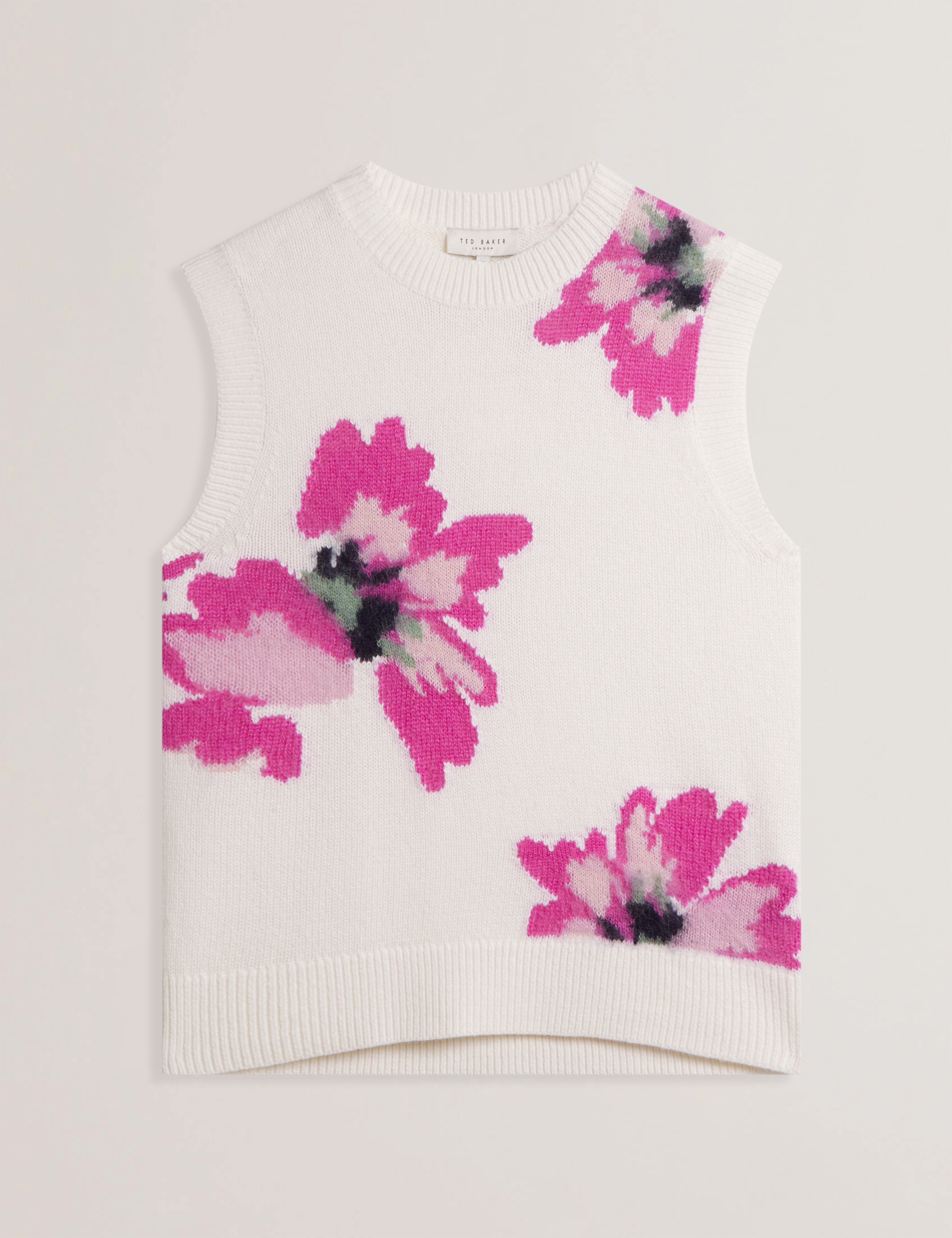 Selenha Intarsia Knitted Floral Tank Ivory