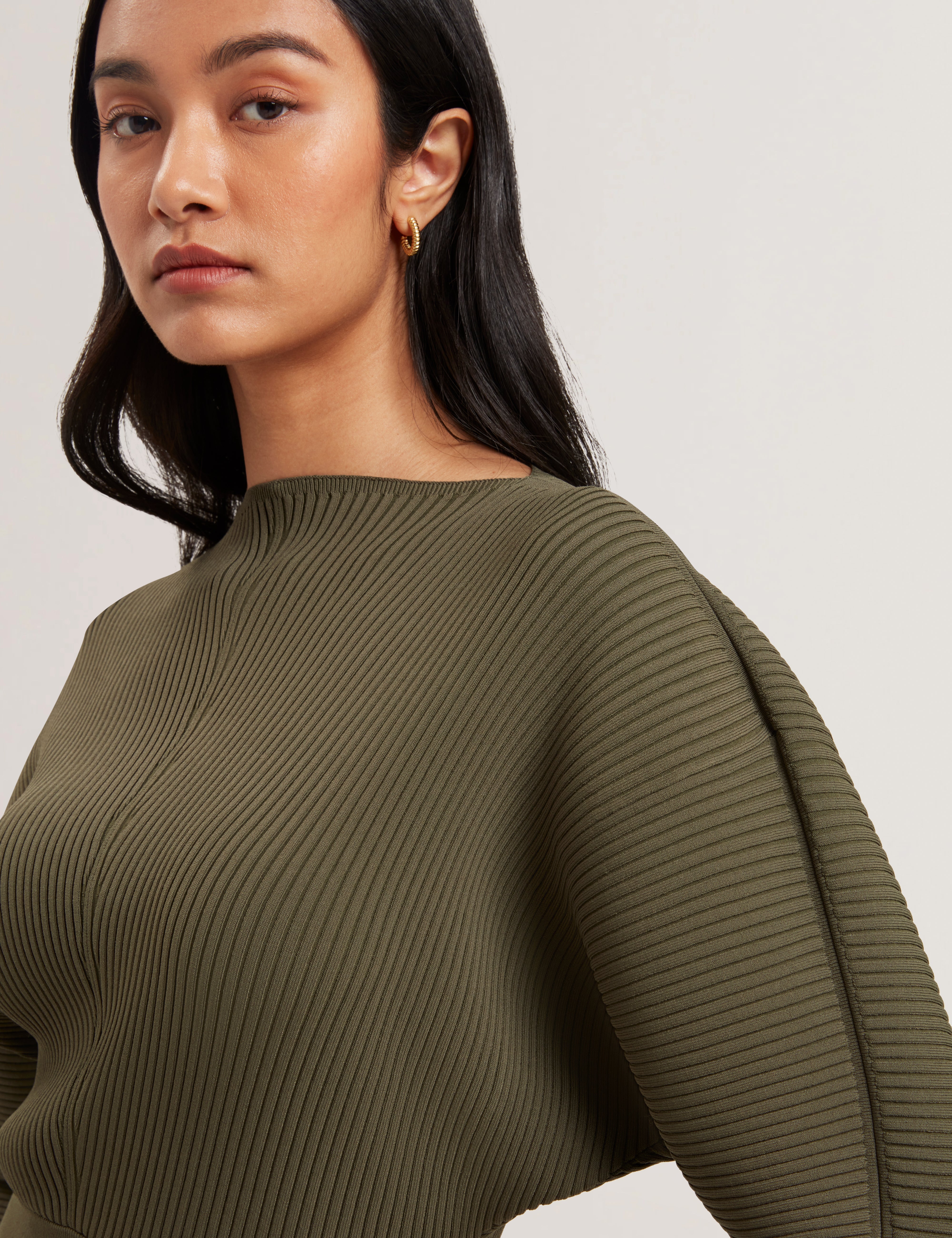 Vanitha Sculptured Rib Knitted Maxi Dress Dk-Green