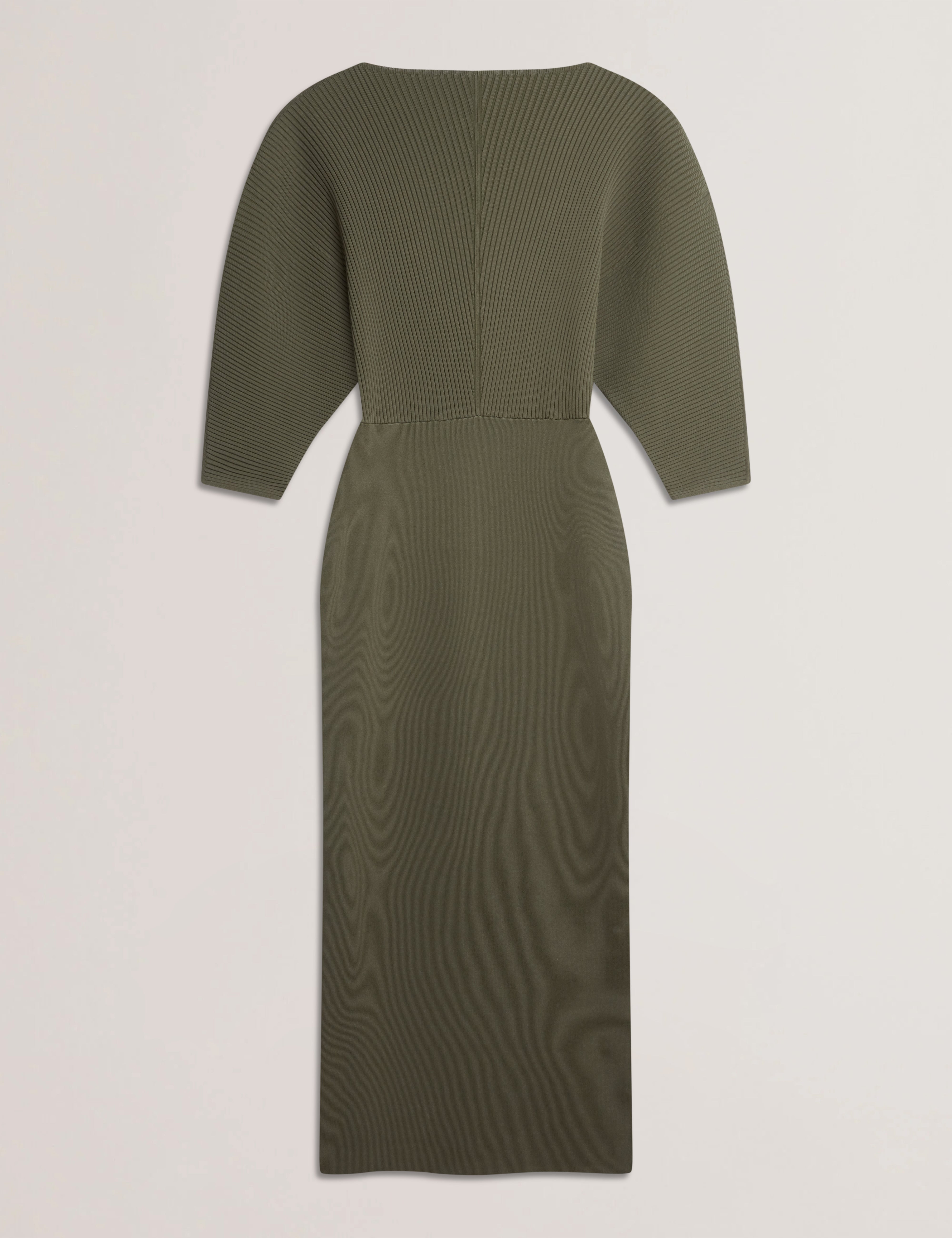 Vanitha Sculptured Rib Knitted Maxi Dress Dk-Green