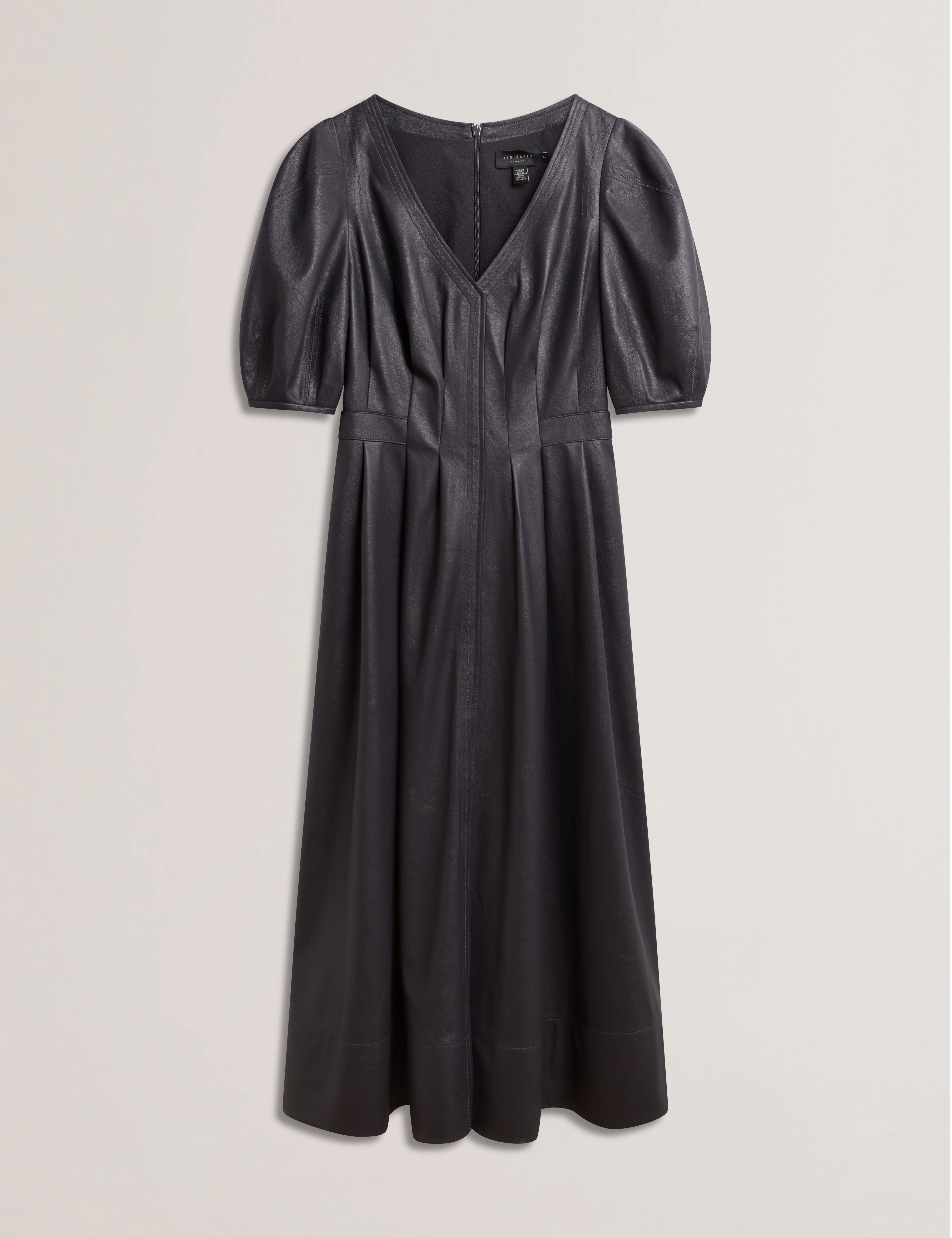 Tamega Faux Leather Midi Dress Navy