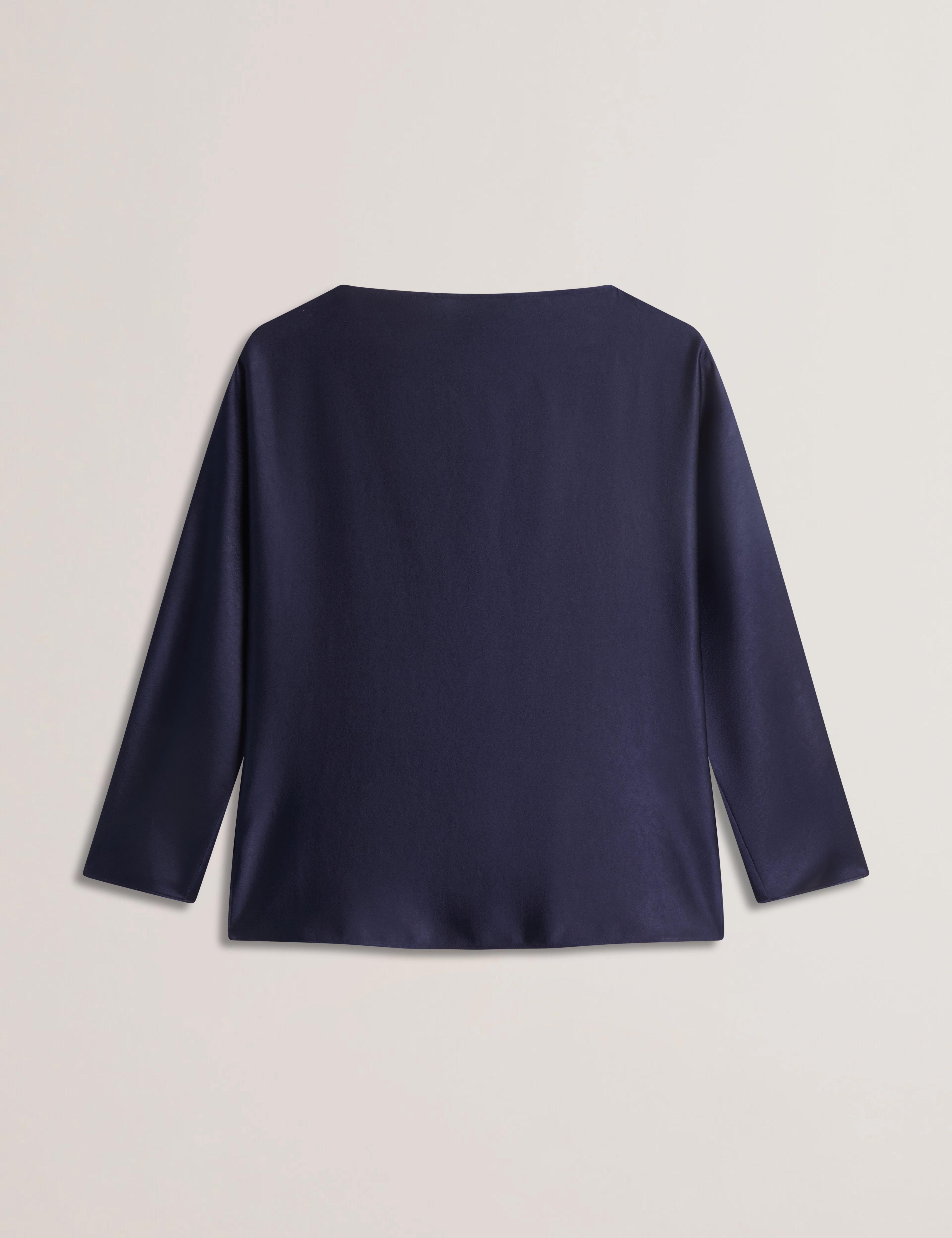 Vouga Slash Neck Satin Top Navy